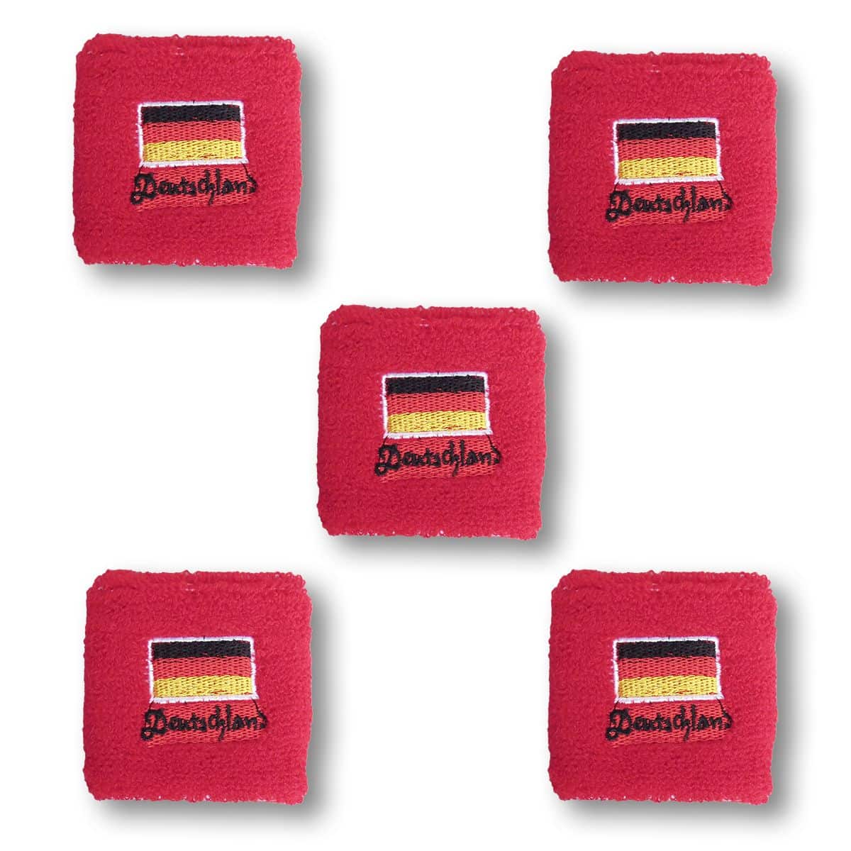 5er Set "Schweißband" Sport Fitness Joggen Länder Fußball WM Fan