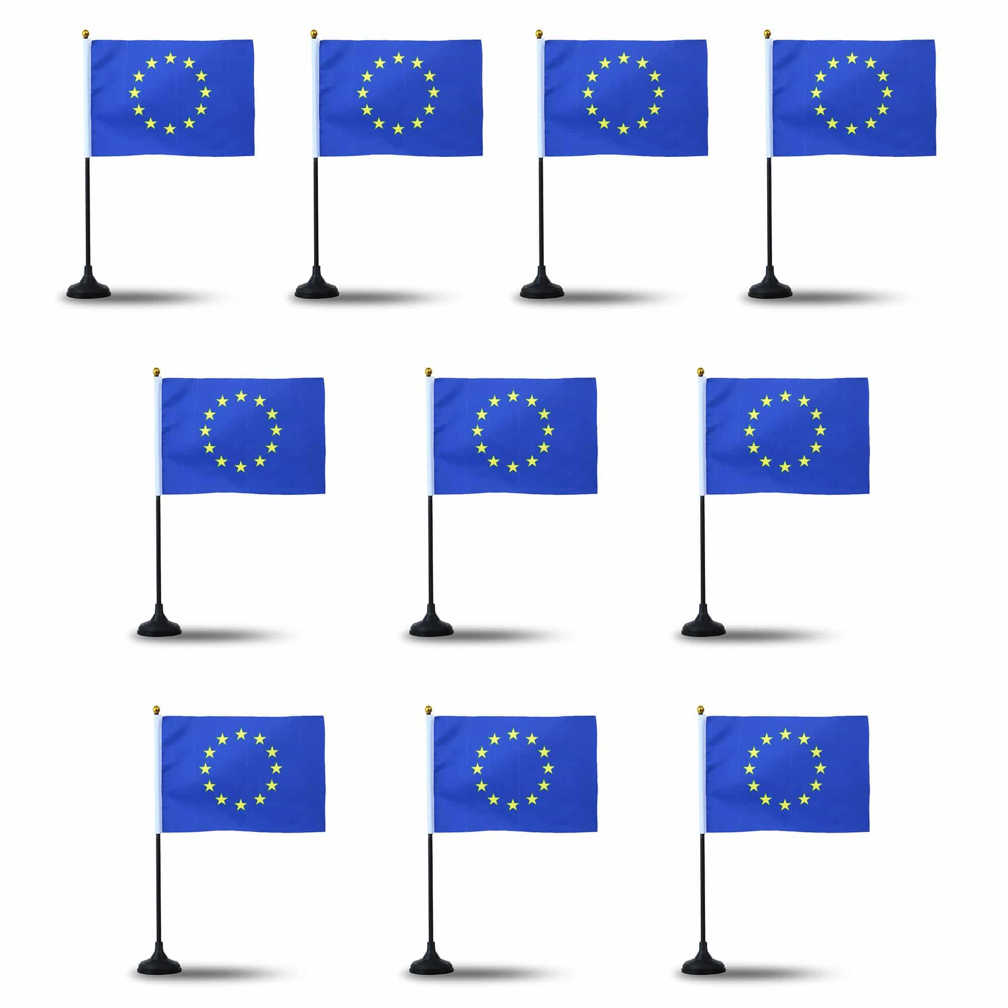 Mini Handfahnen mit Tischständer Fuß 10 Stück Set "Europa" Europe EM WM Flaggen Fanartikel