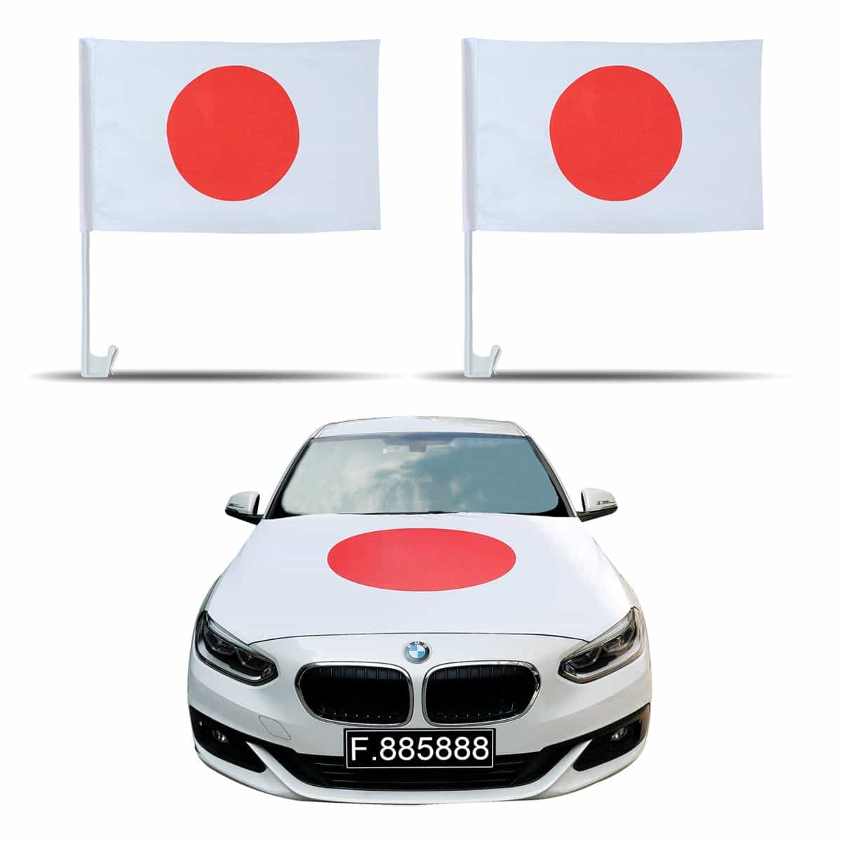 Auto Fan Set Japan Fan-Set-10 – Motorhaubenfahne & Fensterfahnen (2 Varianten)