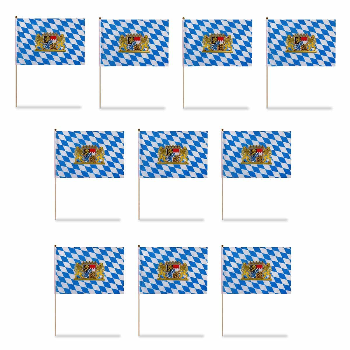 10er Set Fahne Flagge Winkfahne "Bayern" Handfahne EM WM
