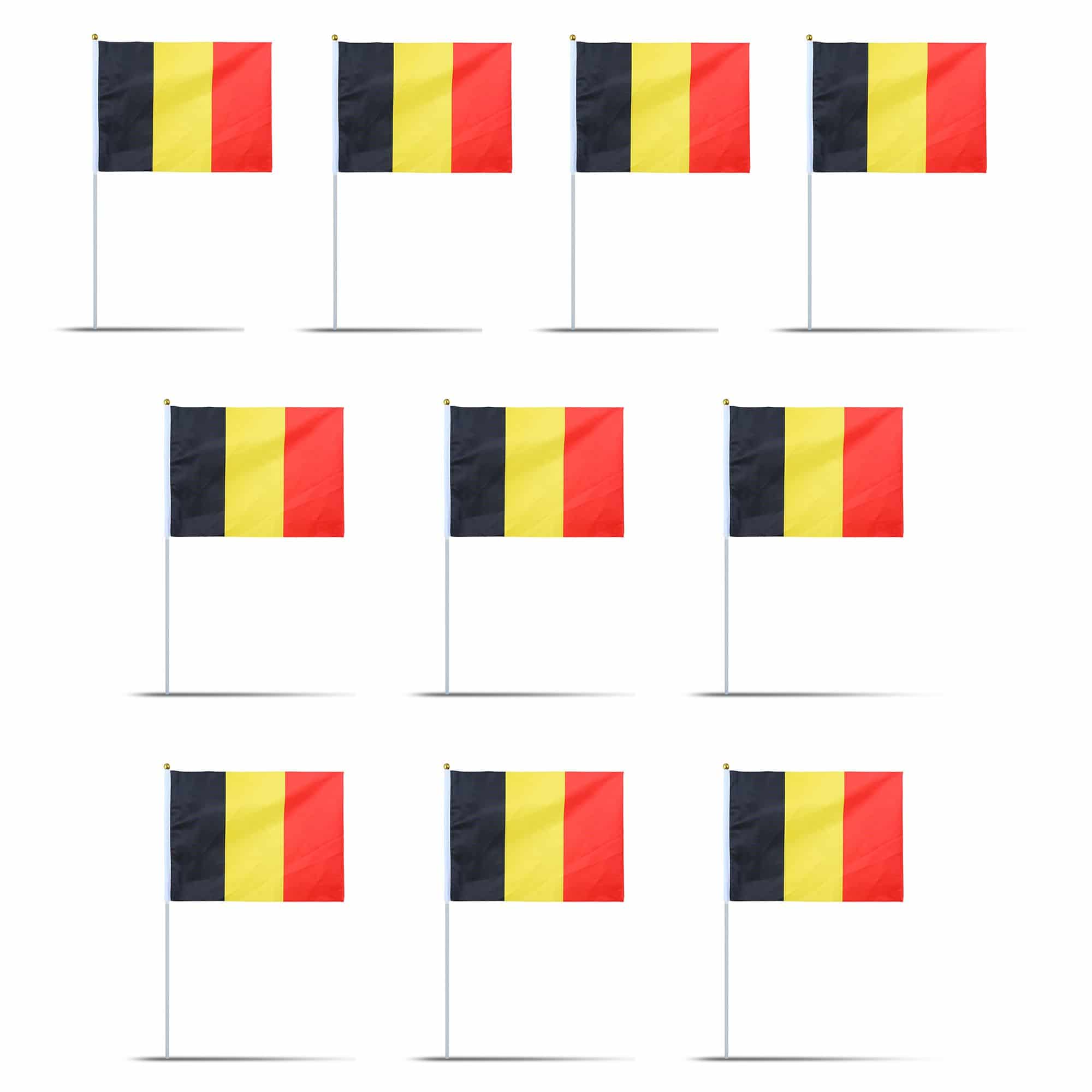 10er Set Fahne Flagge Winkfahne "Belgien" Belgium Handfahne EM WM