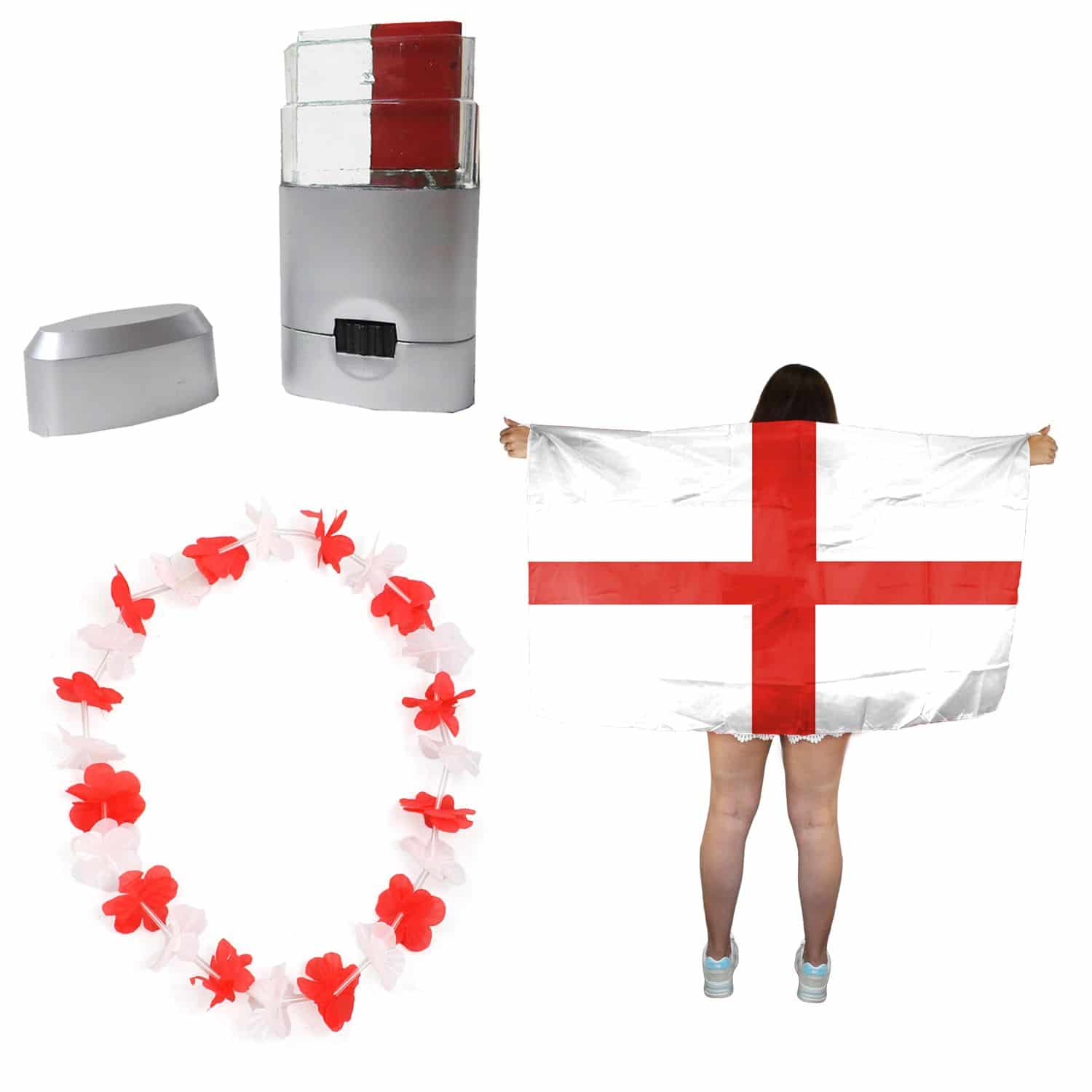 Fan-Paket EM Fußball Hawaiikette Schminkstift Poncho