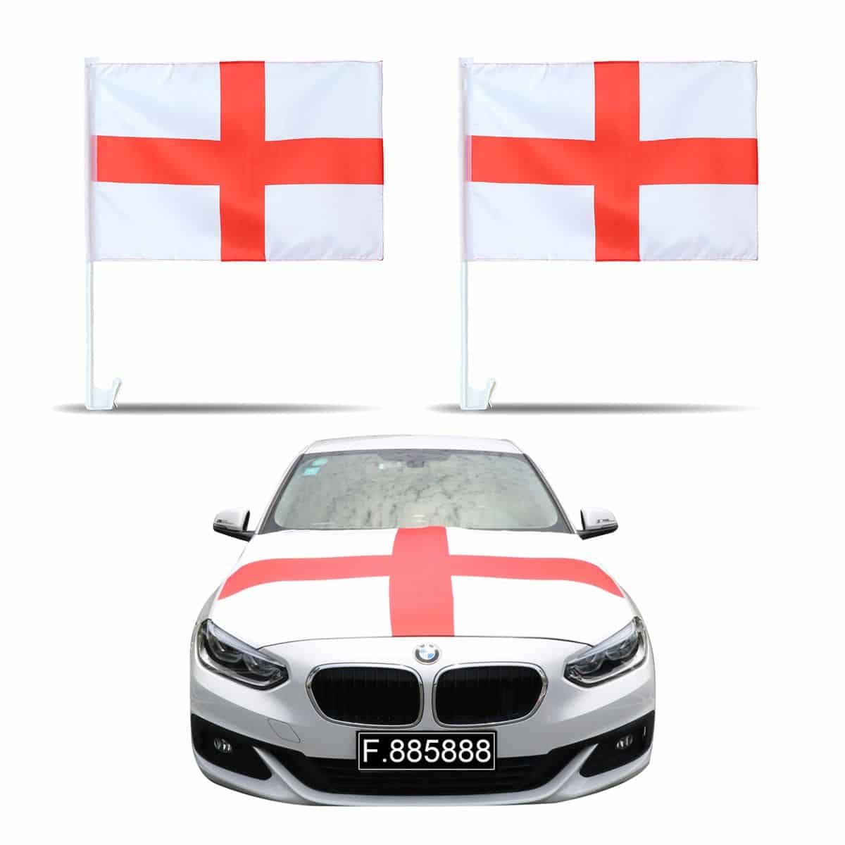 Auto Fan Set England Fan-Set-10 – Motorhaubenfahne & 2 Fensterfahnen (3 Varianten)