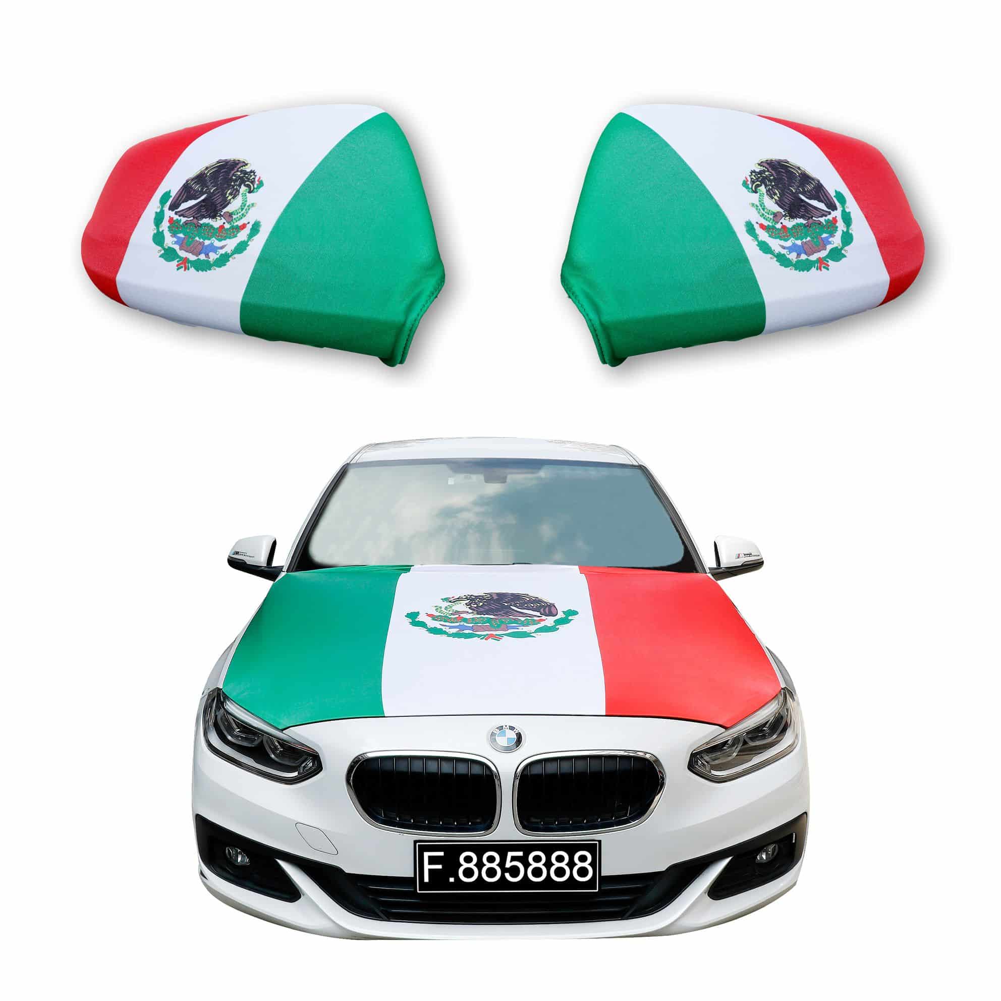 Auto Fan Set Mexiko – Motorhaubenfahne & Außenspiegelfahnen (3-teilig)