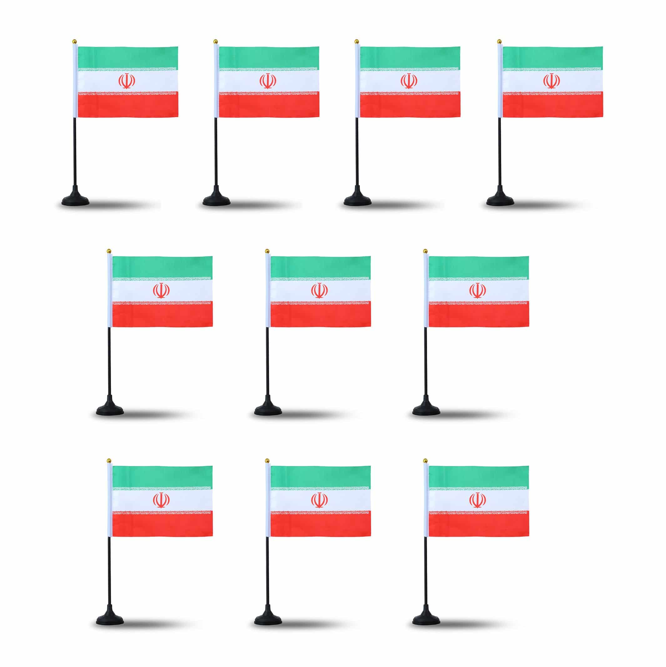Mini Handfahnen mit Tischständer Fuß 10 Stück Set "Iran" EM WM Flaggen Fanartikel