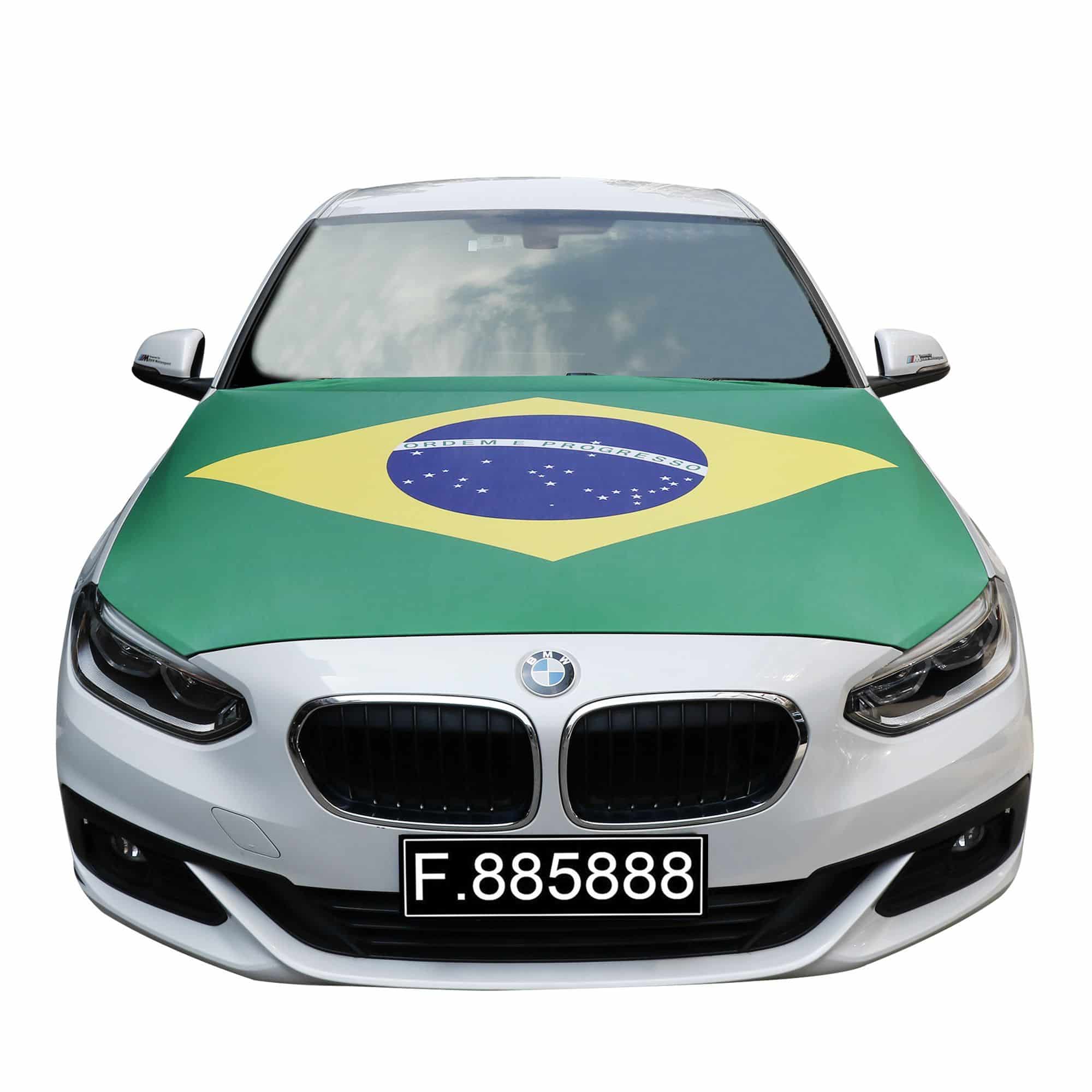 EM Fußball "Brasilien" Brasil Brazil Motorhauben Überzieher Auto Flagge Fahne