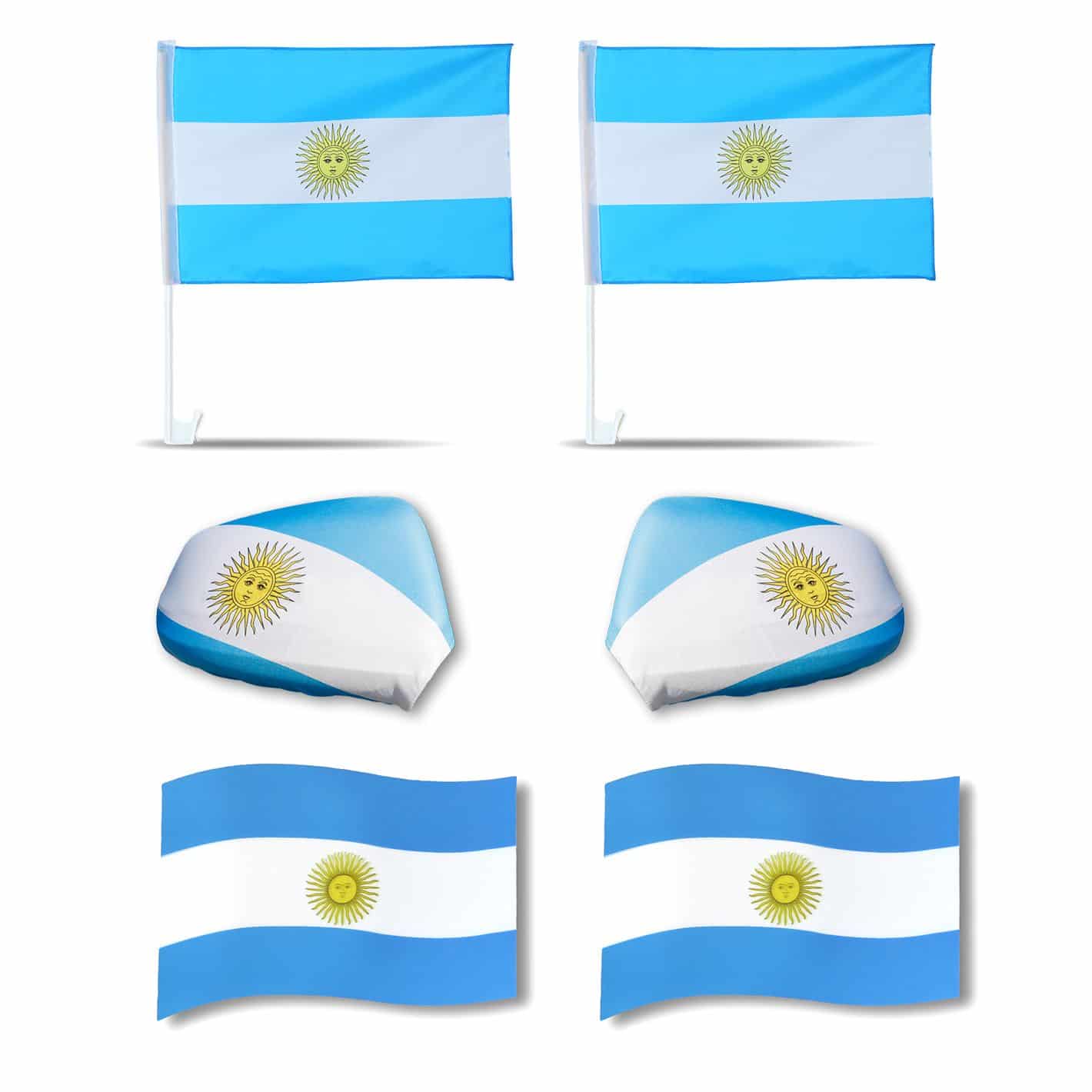 Fanpaket fürs Auto EM "Argentinien" Argentina Fußball 3D Magnet Außenspiegel Flaggen
