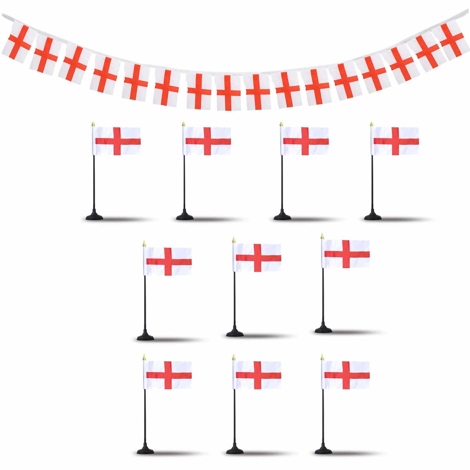 FANSET EM Fußball "England" Girlande Handflaggen Tischhalter
