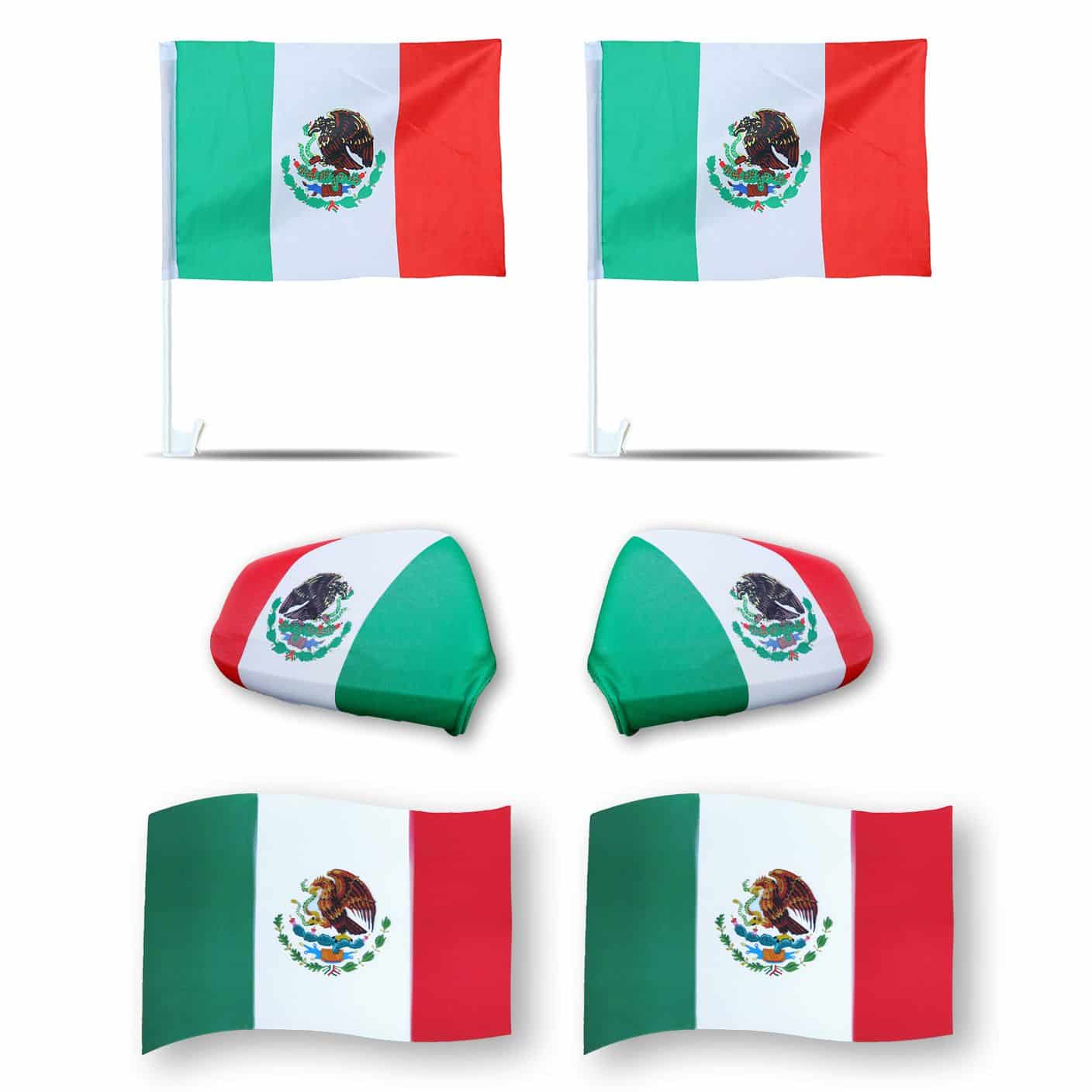 Fanpaket fürs Auto EM "Mexiko" Mexico Fußball 3D Magnet Außenspiegel Flaggen