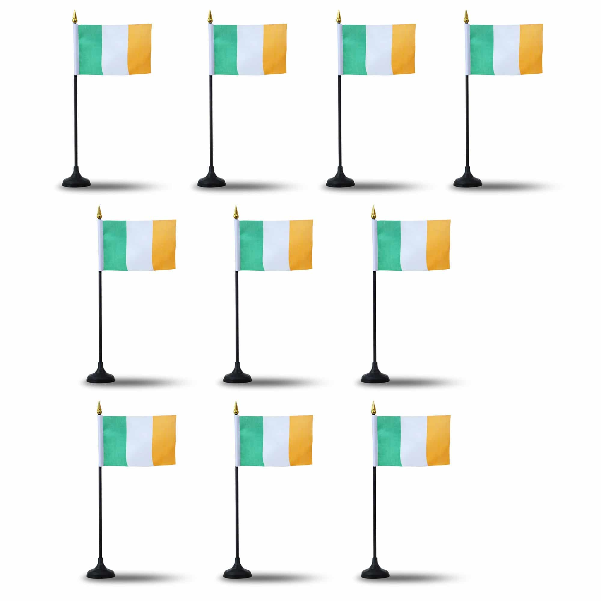 Mini Handfahnen mit Tischständer Fuß 10 Stück Set "Irland" Ireland EM WM Flaggen Fanartikel