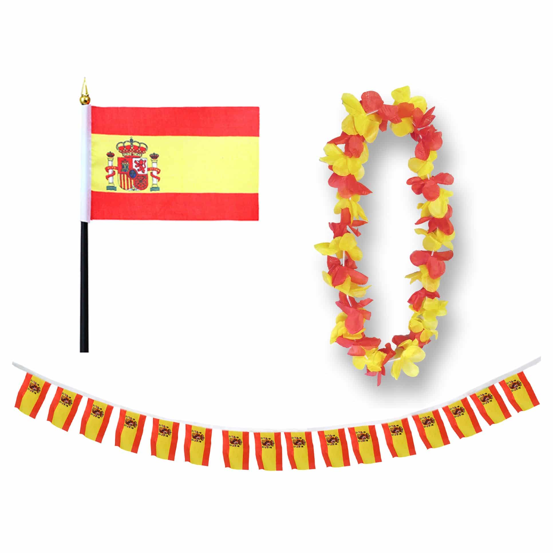 FANSET EM Fußball "Spanien" Spain Girlande Mini Hand Flagge Hawaiikette