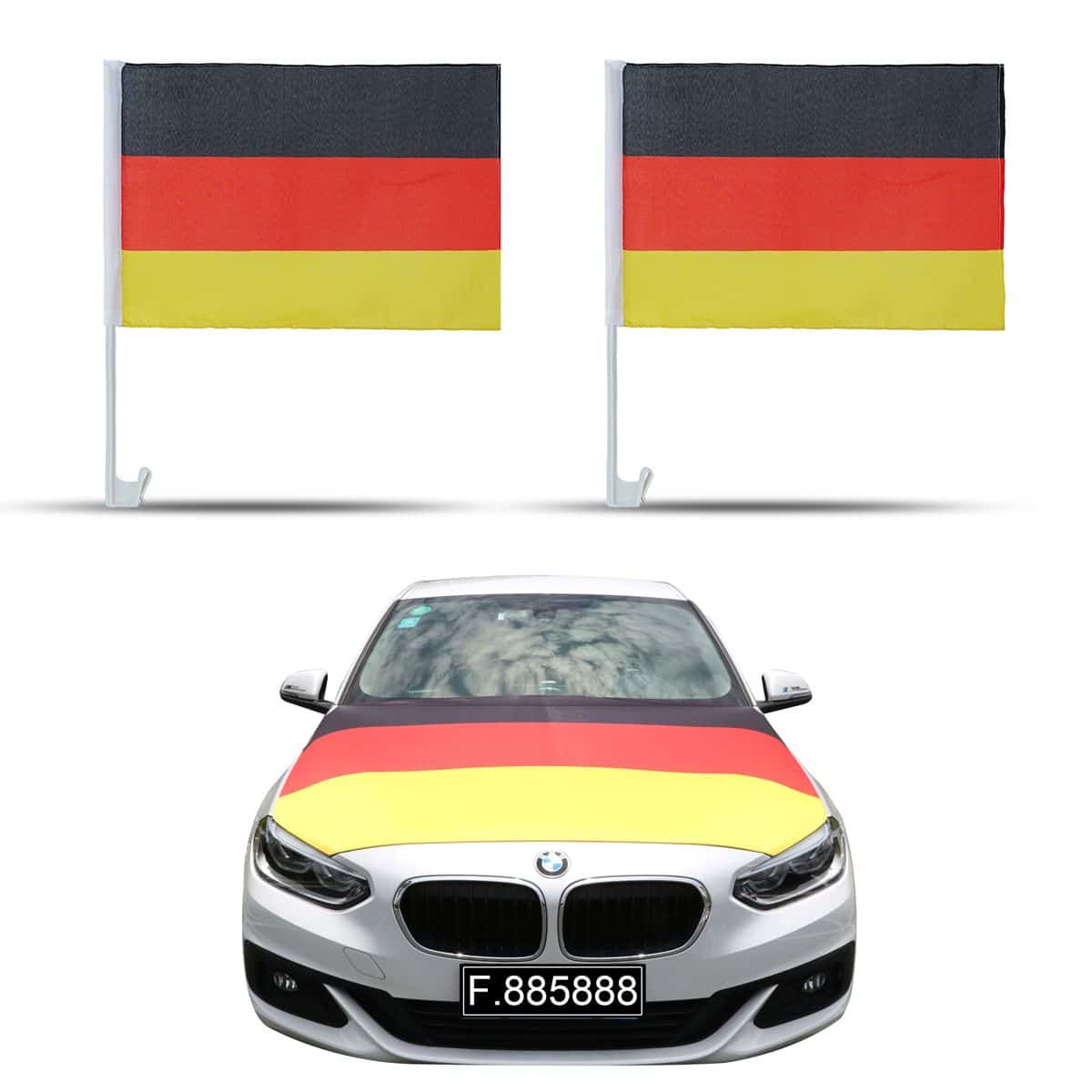 Auto Fan Set Deutschland Fan-Set-10 – Motorhaubenfahne & 2 Fensterfahnen (3 Varianten)