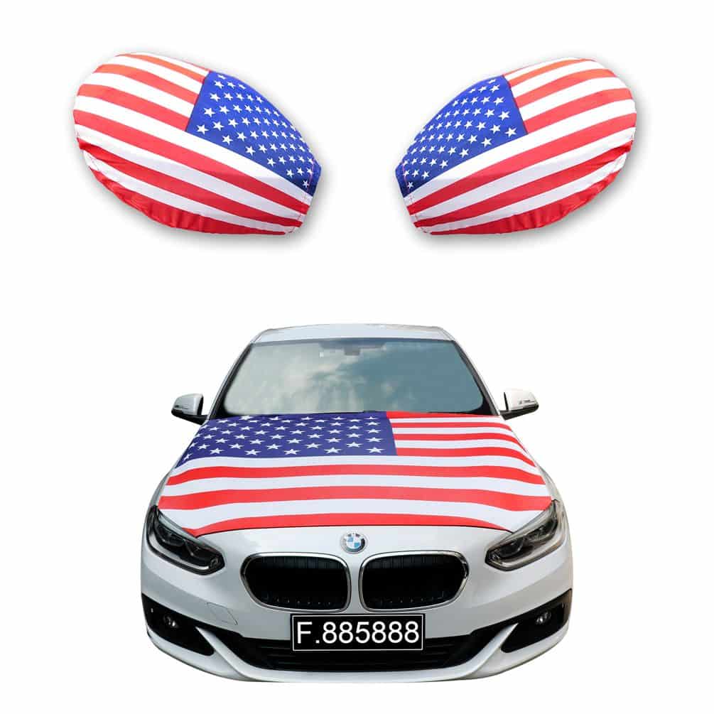 Auto Fan Set USA – Motorhaubenfahne & Außenspiegelfahnen (3-teilig)