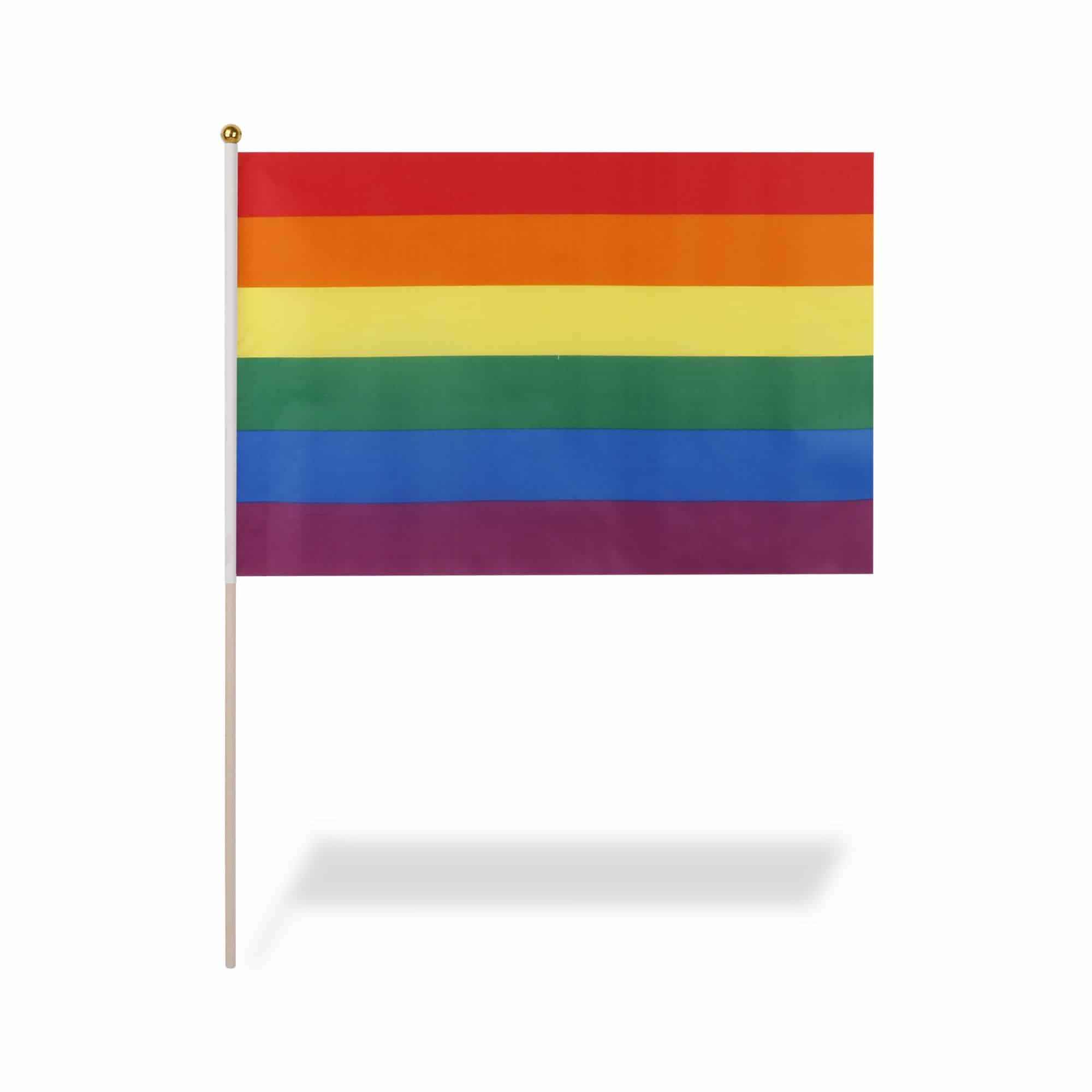 10er Set Fahne Flagge Winkfahne "Regenbogen" Rainbow Handfahne EM WM