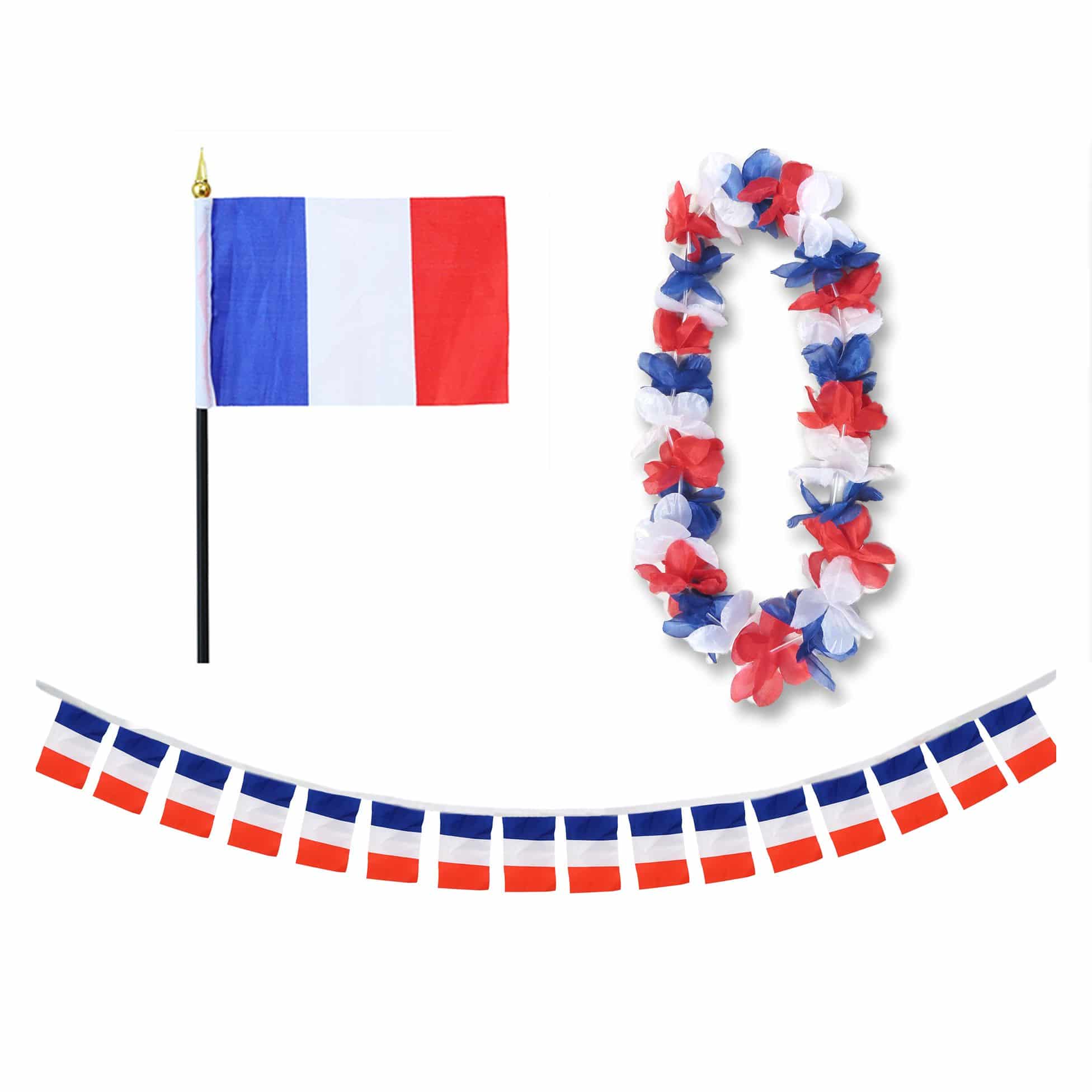 FANSET EM Fußball "Frankreich" France Girlande Mini Hand Flagge Hawaiikette
