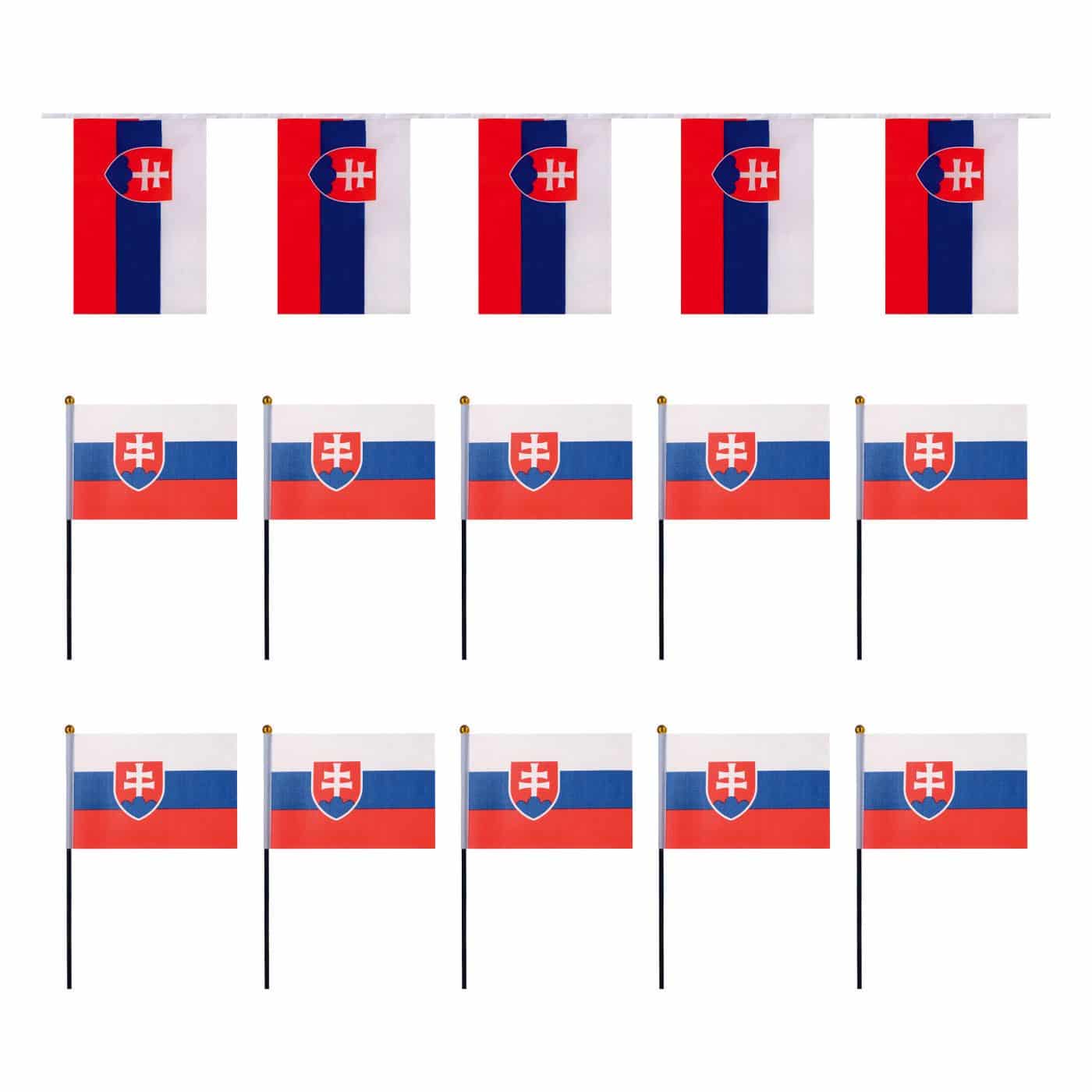 FANSET EM Fußball "Slowakei" Slovakia Girlande 10x Handflaggen