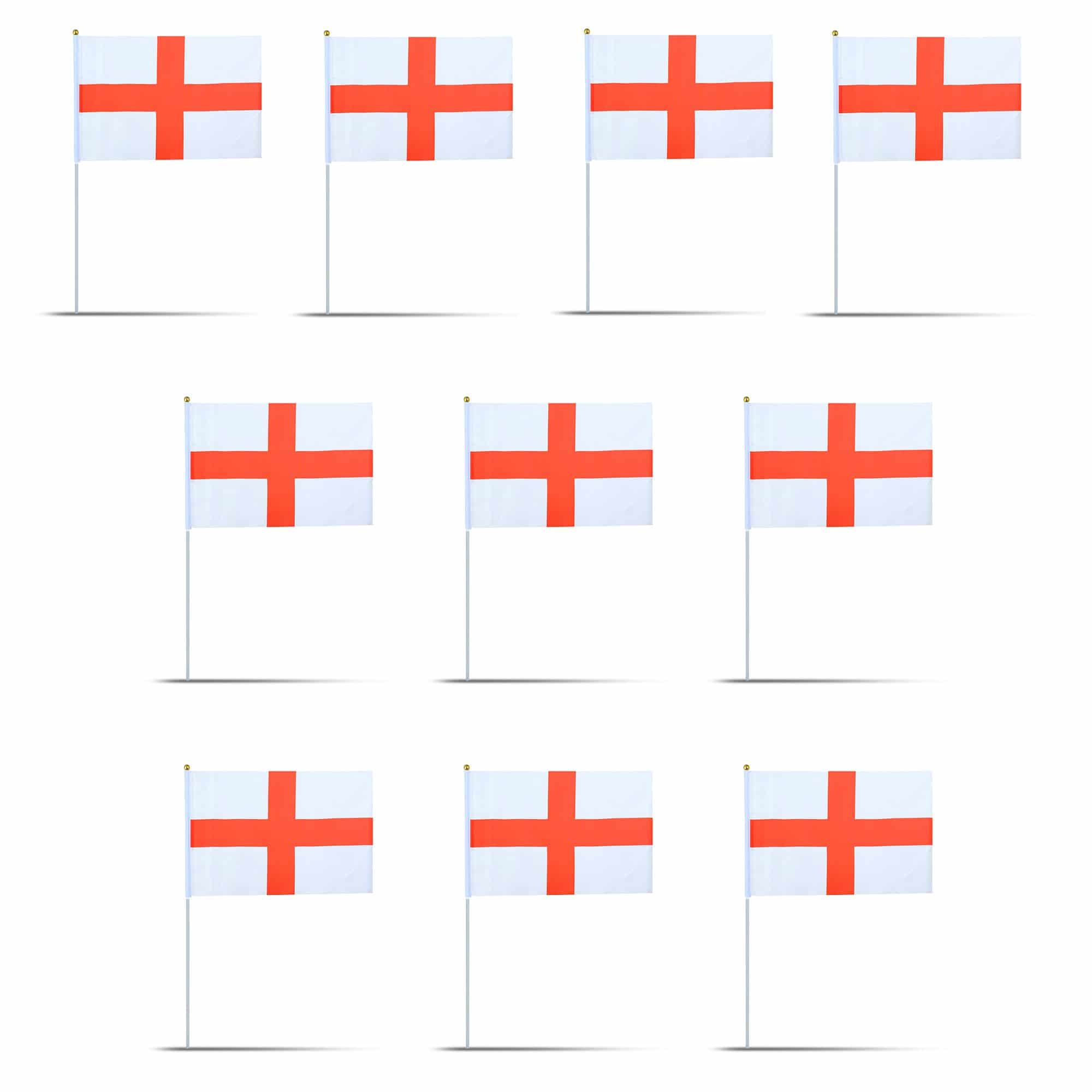 10er Set Fahne Flagge Winkfahne "England" Handfahne EM WM