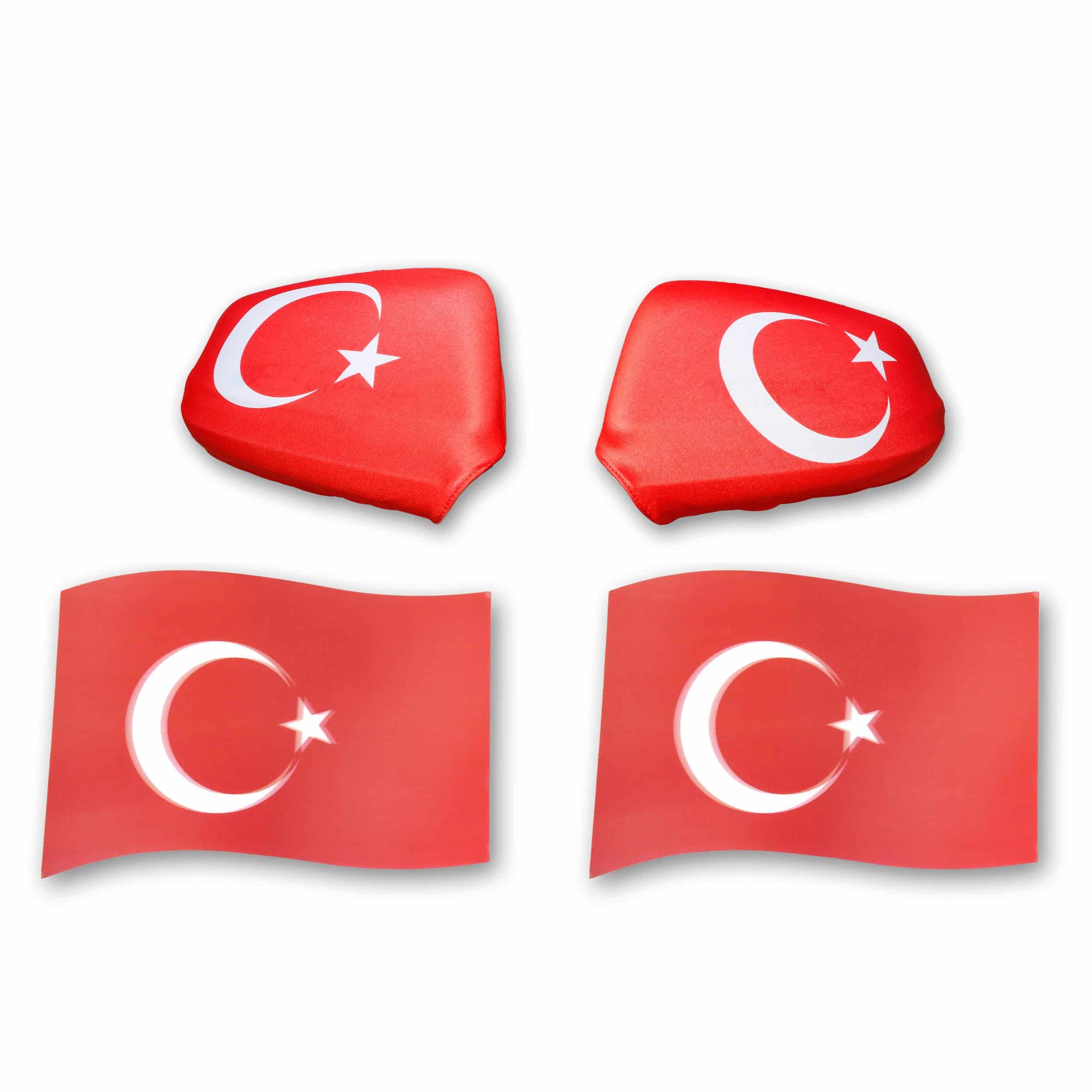 Fan-Paket EM "Türkei" Turkey Türkiye Auto Außenspiegelflagge Magnete Fahren Fußball