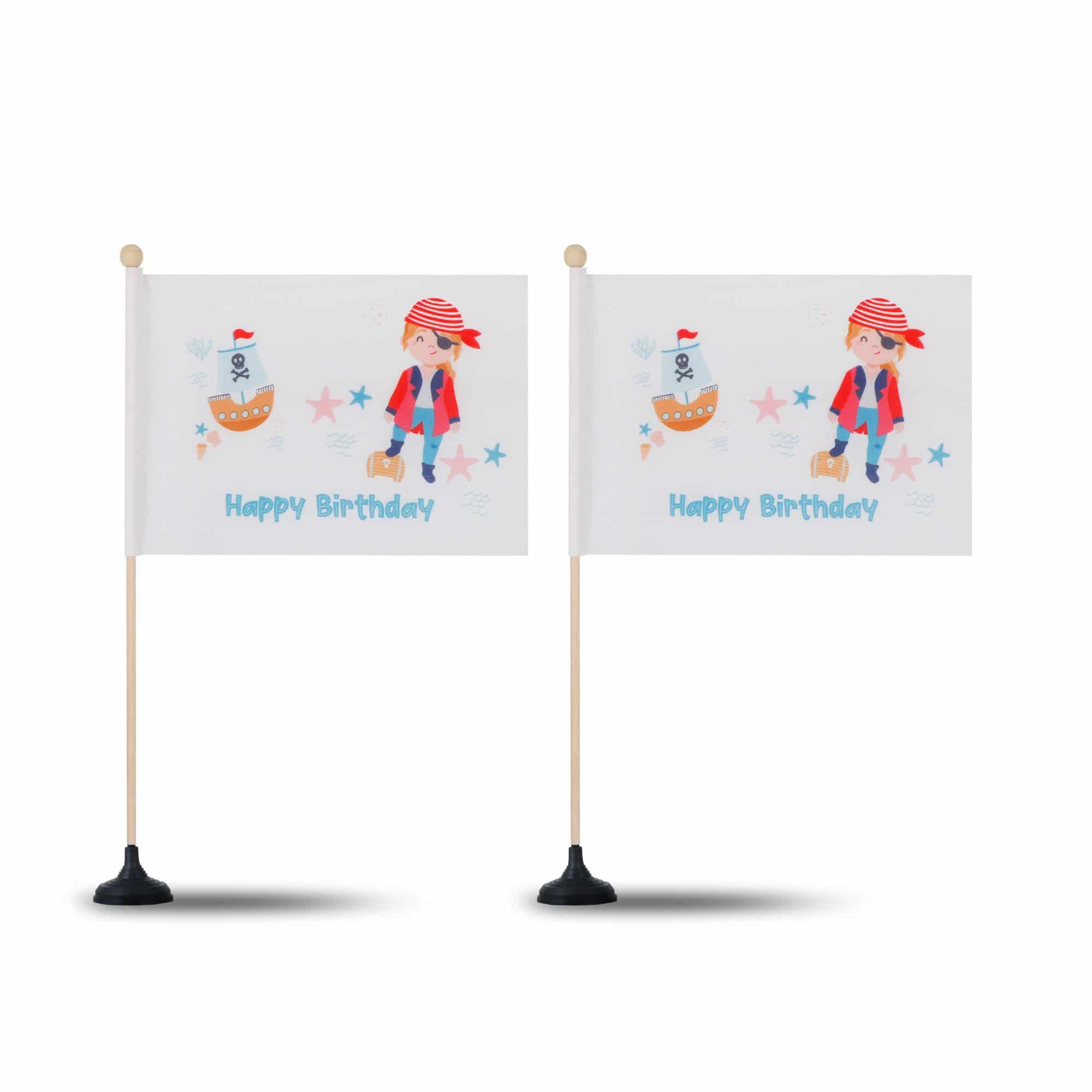 2 er Set Tischfähnchen "Pirat" Happy Birthday Geburtstag Schatz Seeräuber