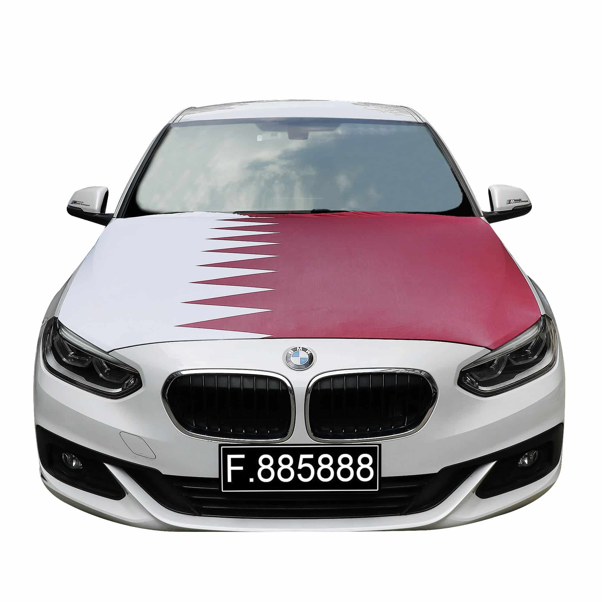 EM Fußball "Katar" Qatar Motorhauben Überzieher Auto Flagge Fahne