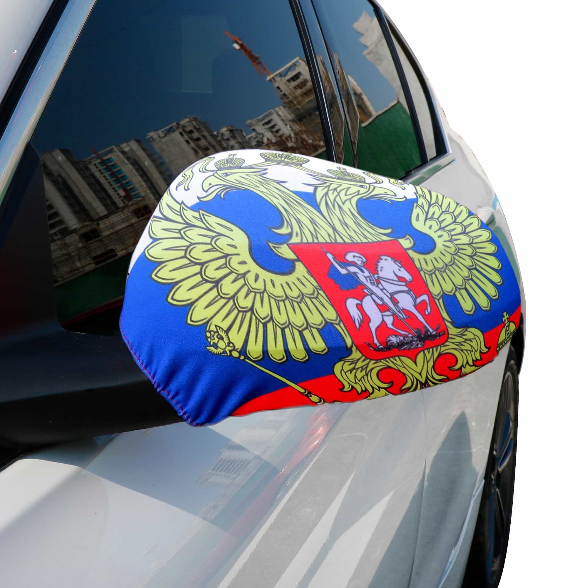 Auto Außenspiegel Fahne Set "Russland Wappen" Russia Bikini Flagge EM WM