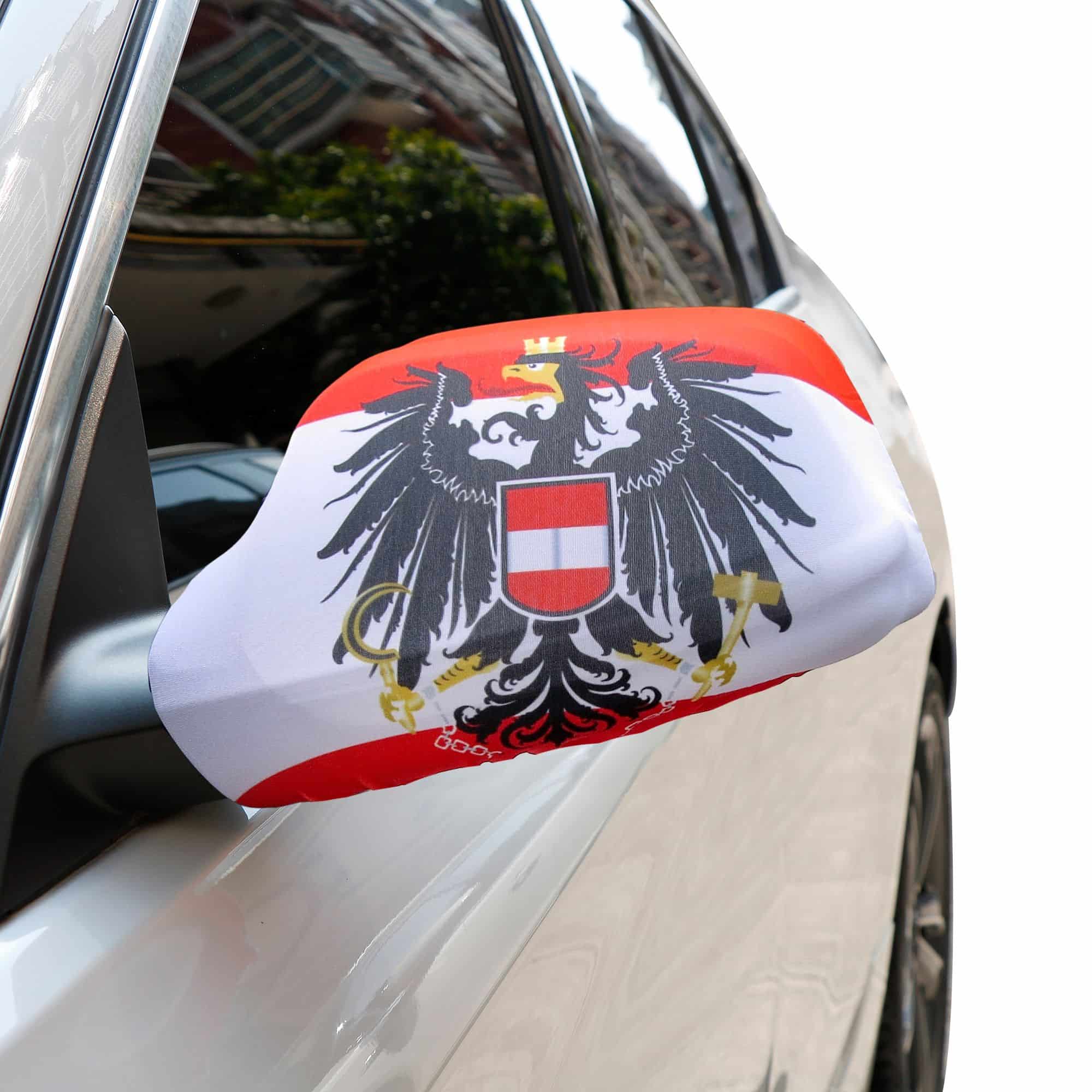 Auto Außenspiegel Fahne Set "Österreich Adler" Austria Bikini Flagge EM WM