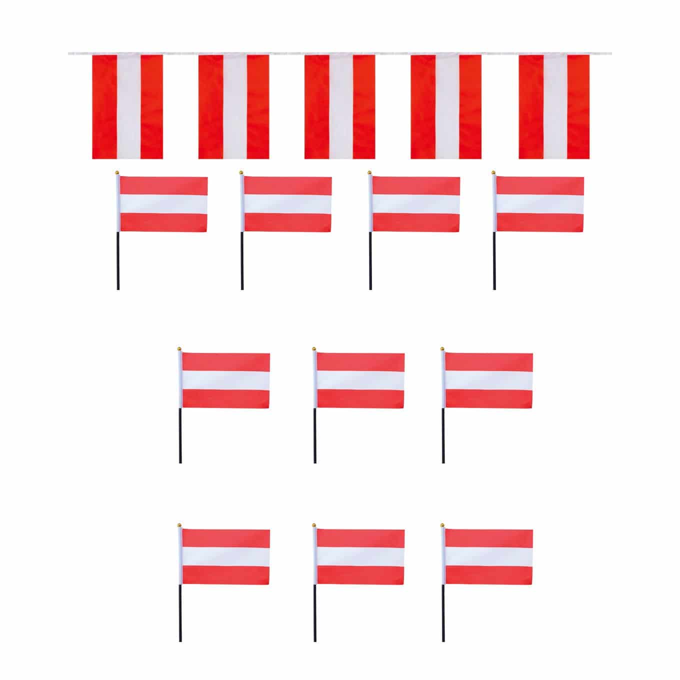 FANSET EM Fußball "Österreich" Austria Girlande 10x Handflaggen