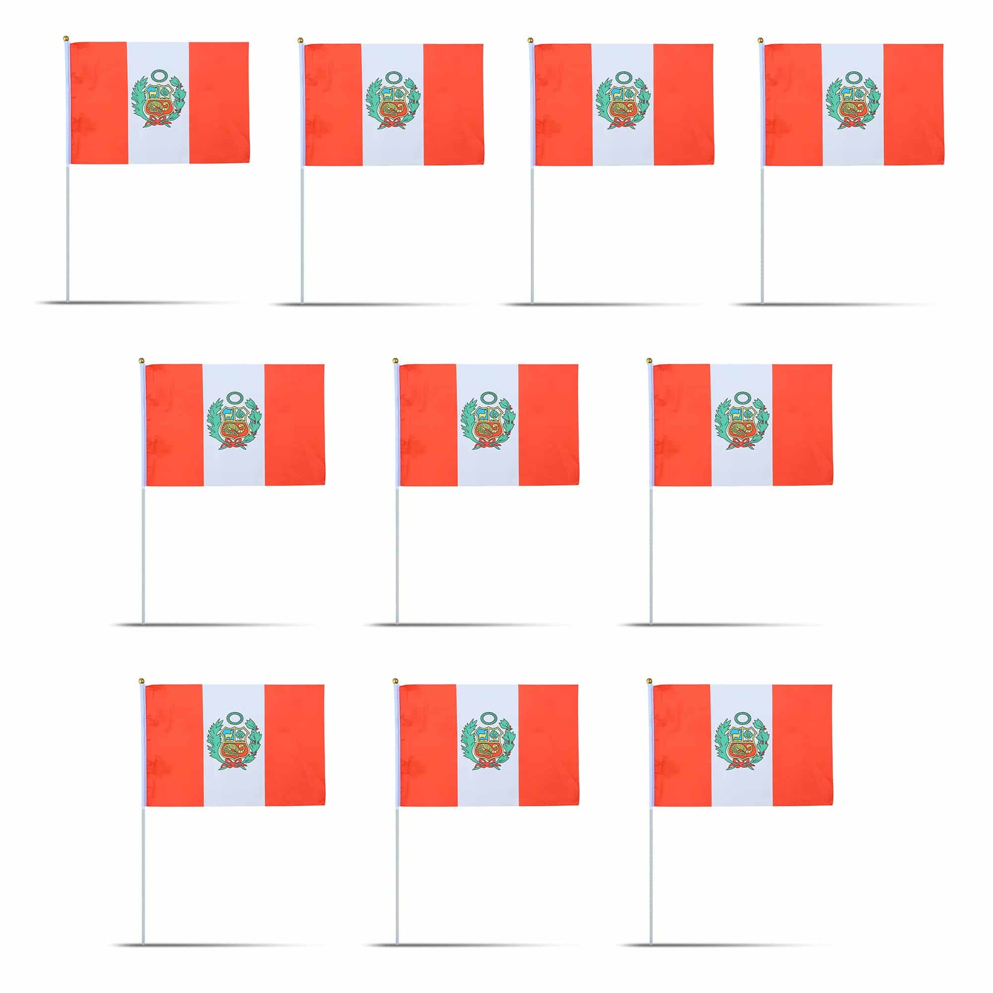 10er Set Fahne Flagge Winkfahne "Peru" Handfahne EM WM