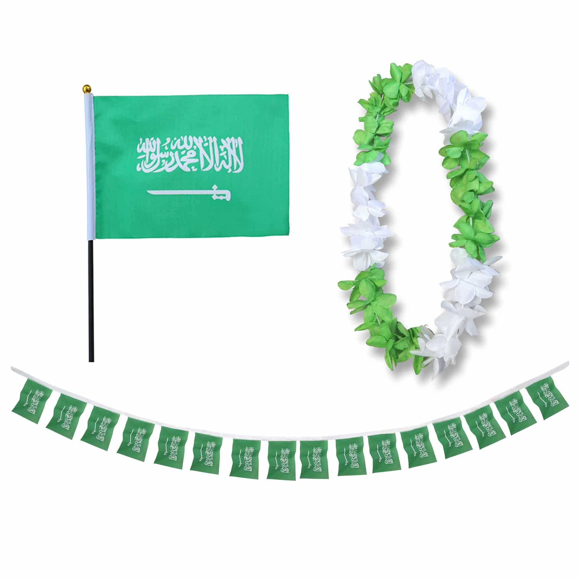FANSET EM Fußball "Saudi Arabien" Saudi Arabia Girlande Mini Hand Flagge Hawaiikette
