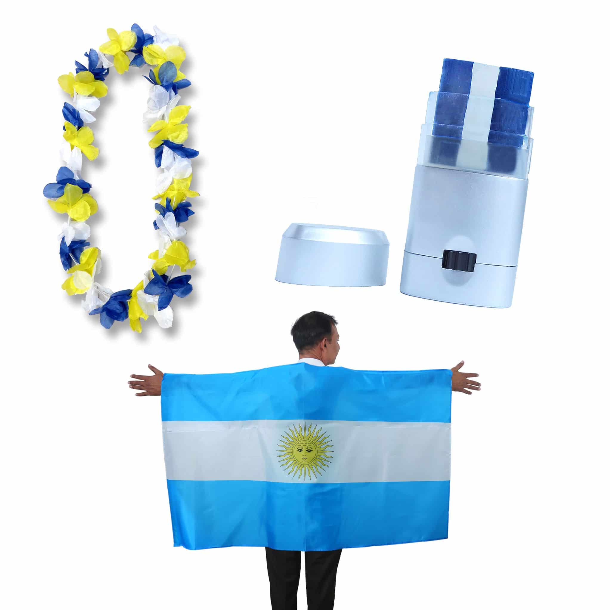 Fan-Paket EM "Argentinien" Argentina Fanset Fußball Hawaiikette Schminkstift Poncho