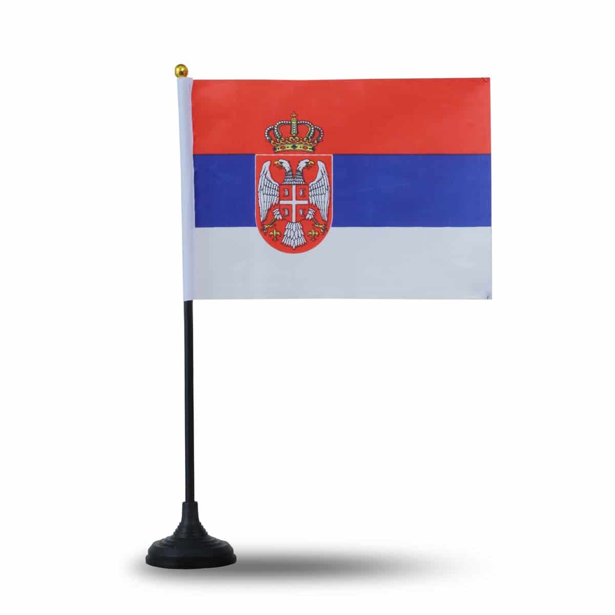 Mini Handfahnen mit Tischständer Fuß 10 Stück Set "Serbien" Serbia EM WM Flaggen Fanartikel