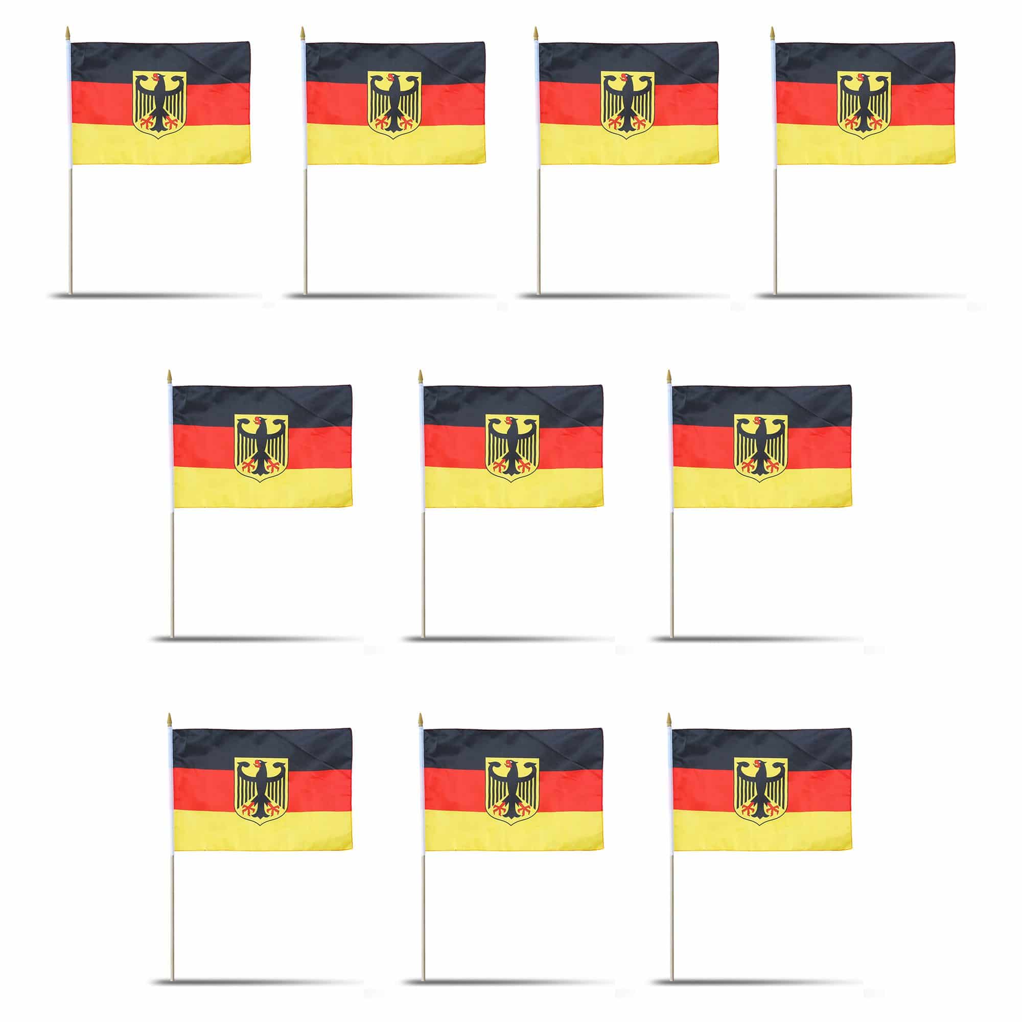10er Set Fahne Flagge Winkfahne "Deutschland Adler" Germany Eagle Handfahne EM WM