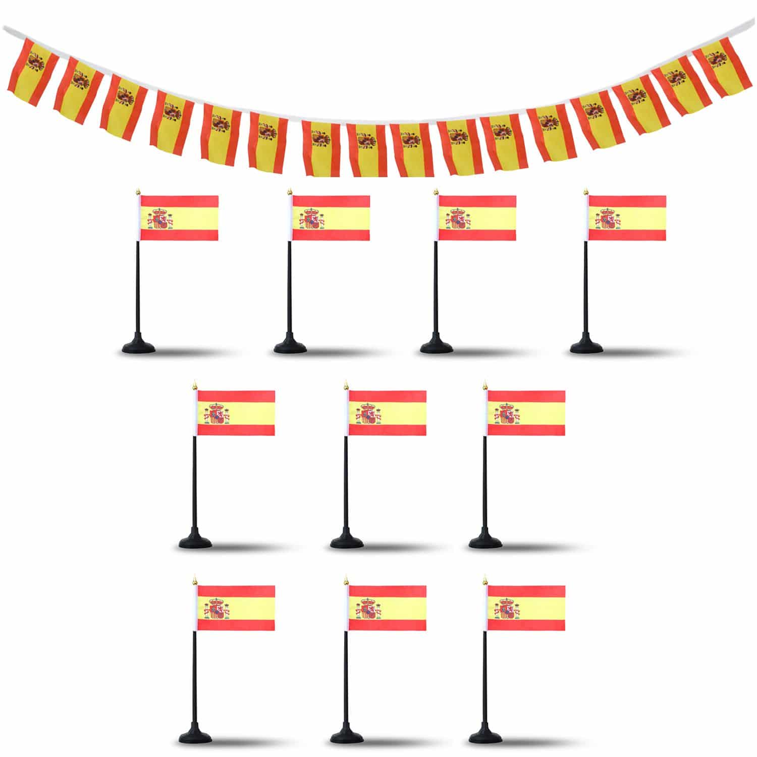 FANSET EM Fußball "Spanien" Spain Girlande Handflaggen Tischhalter