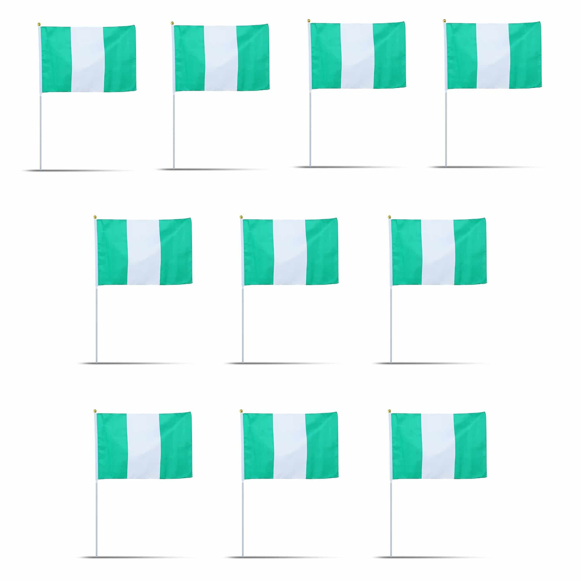 10er Set Fahne Flagge Winkfahne "Nigerien" Nigeria Handfahne EM WM