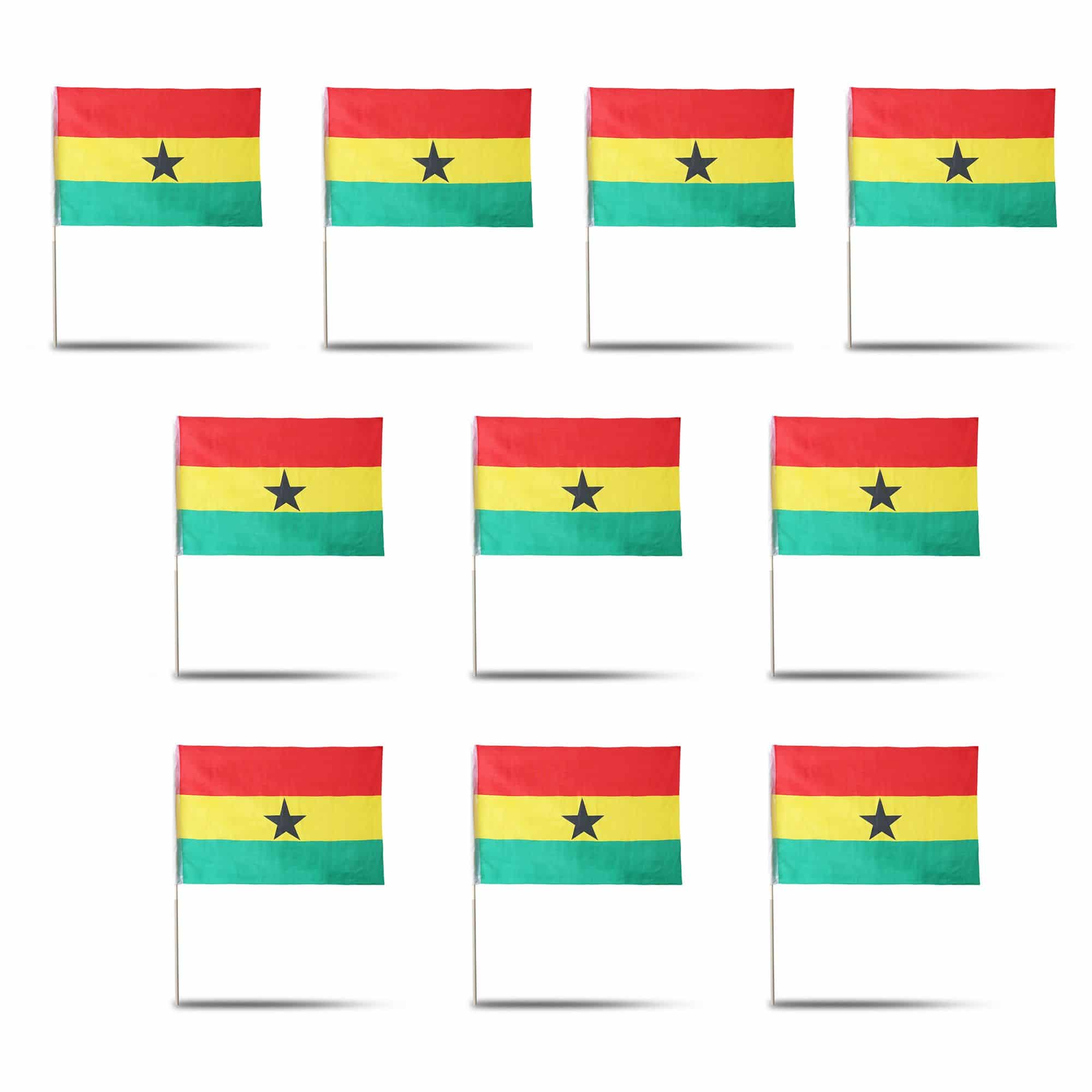 10er Set Fahne Flagge Winkfahne "Ghana" Handfahne EM WM