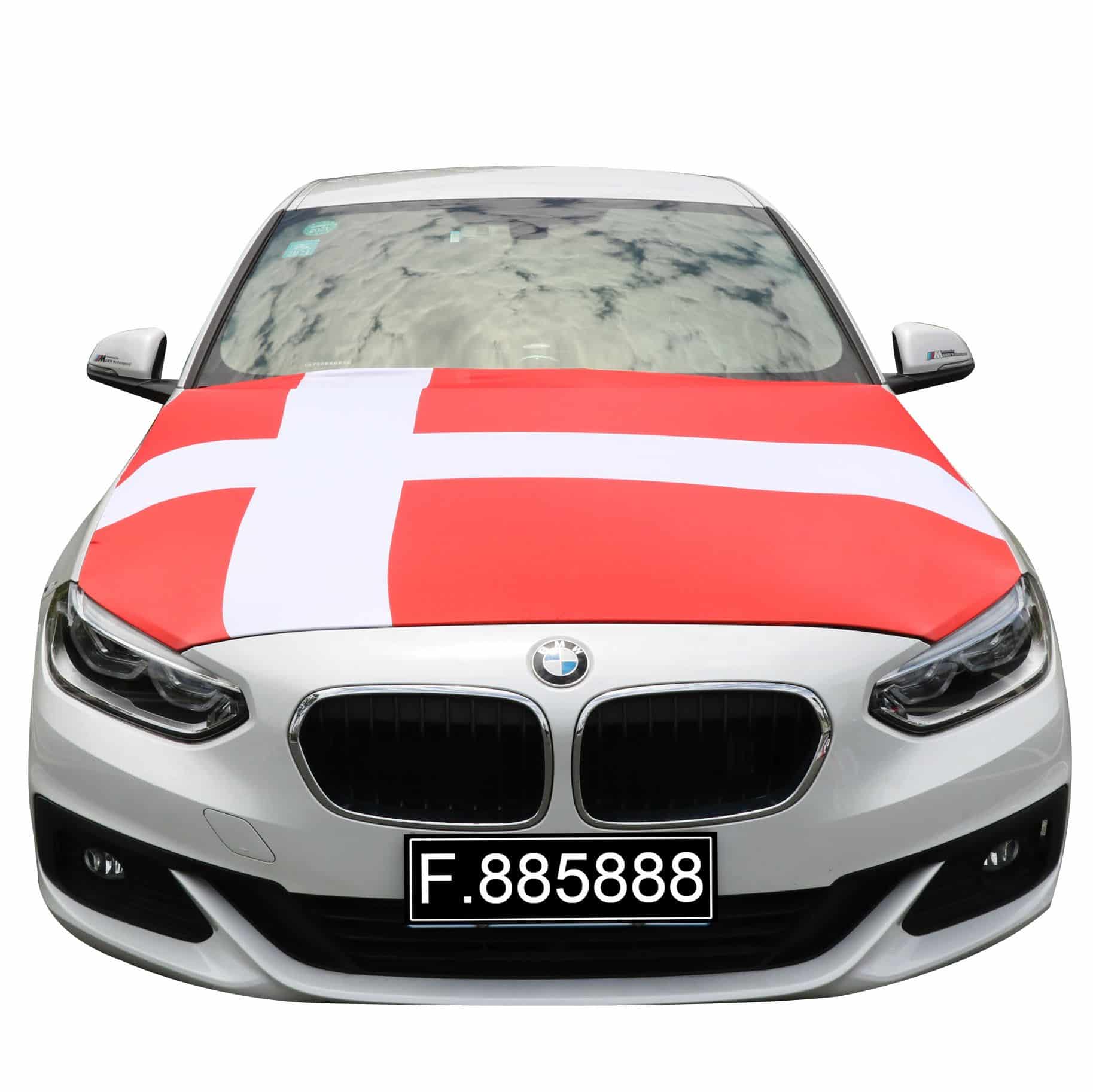EM Fußball "Dänemark" Denmark Motorhauben Überzieher Auto Flagge Fahne