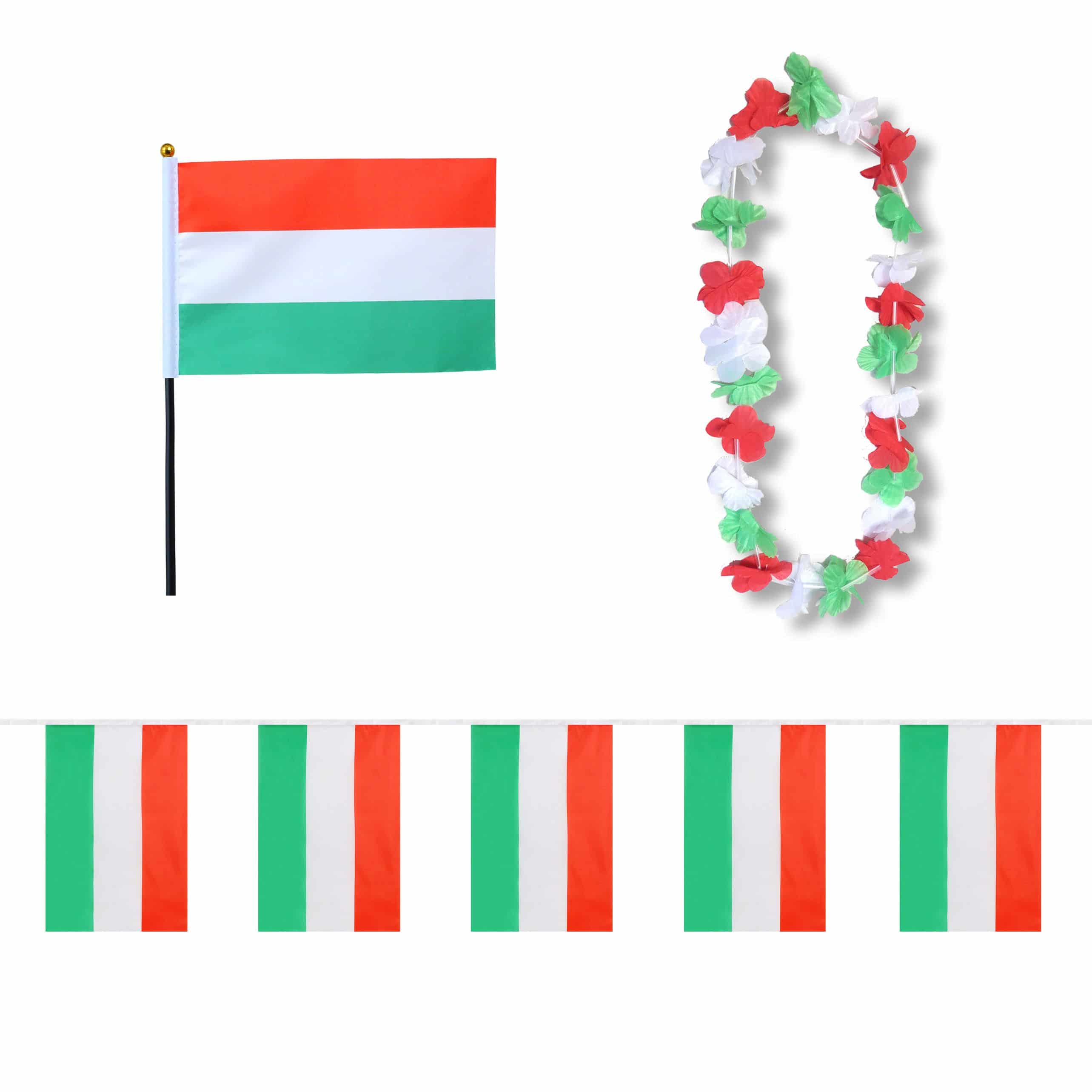 FANSET EM Fußball "Ungarn" Hungary Girlande Mini Hand Flagge Hawaiikette