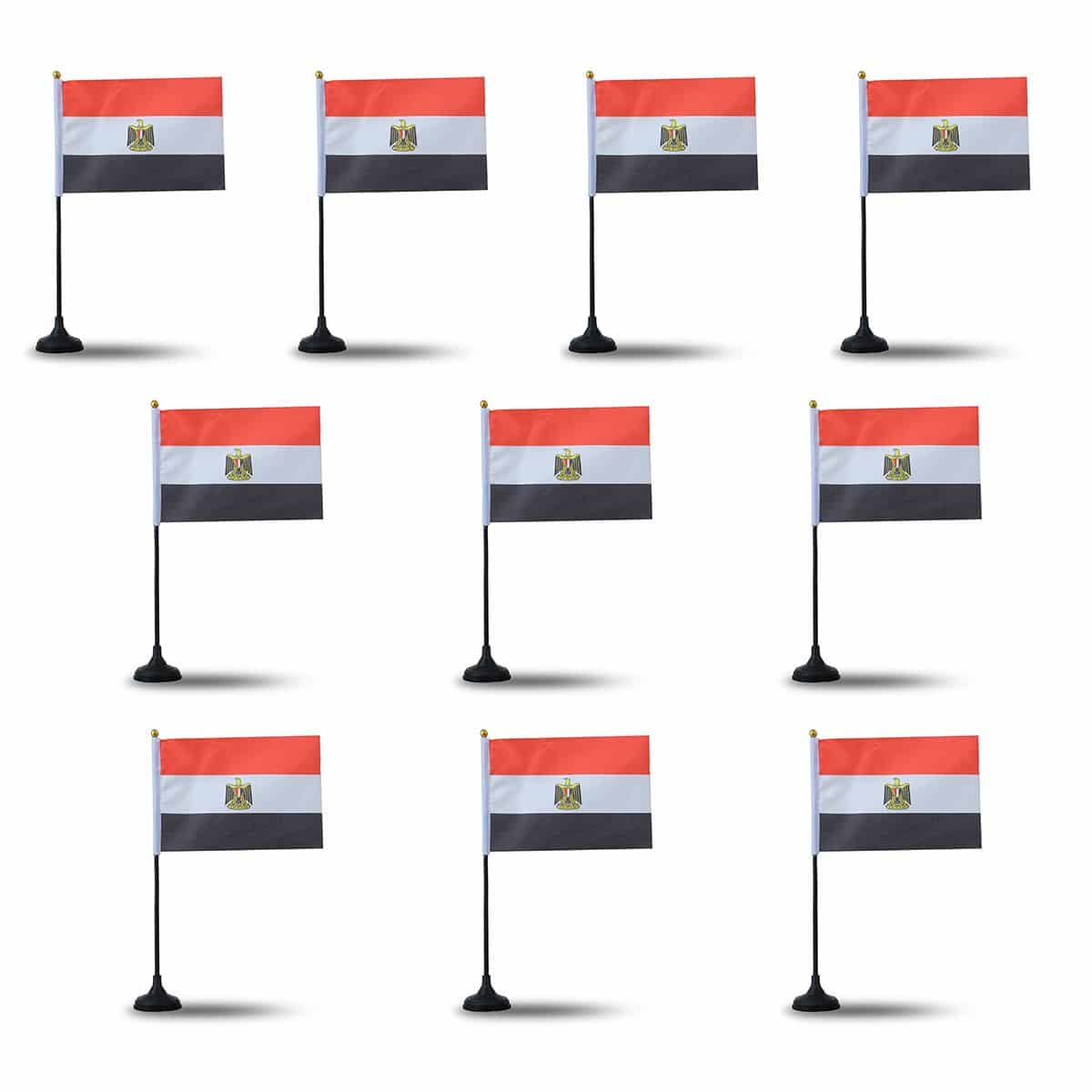 Mini Handfahnen mit Tischständer Fuß 10 Stück Set "Ägypten" Egypt EM WM Flaggen Fanartikel