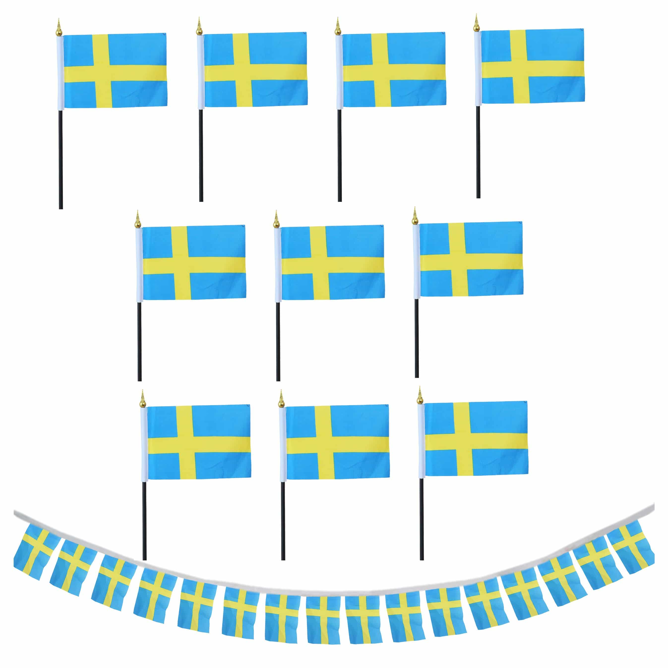 FANSET EM Fußball "Schweden" Sweden Girlande 10x Handflaggen