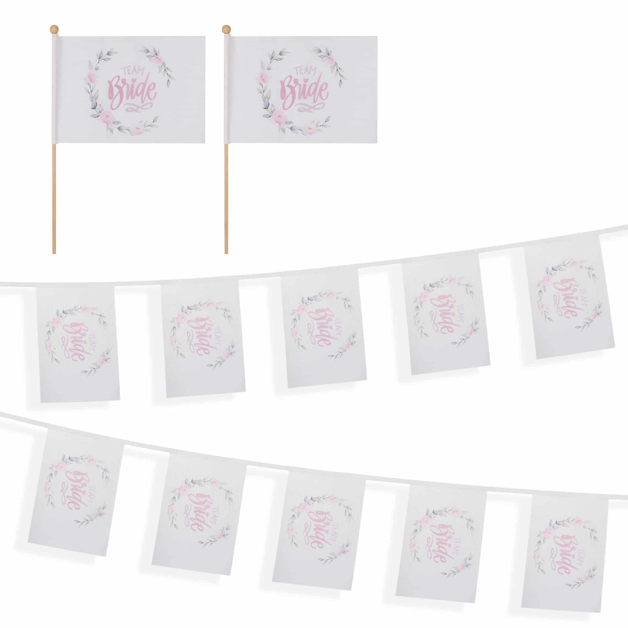 Set Fahnengirlande und Tischfähnchen "Team Bride" JGA Jugesellinnenabschied Partydekoration