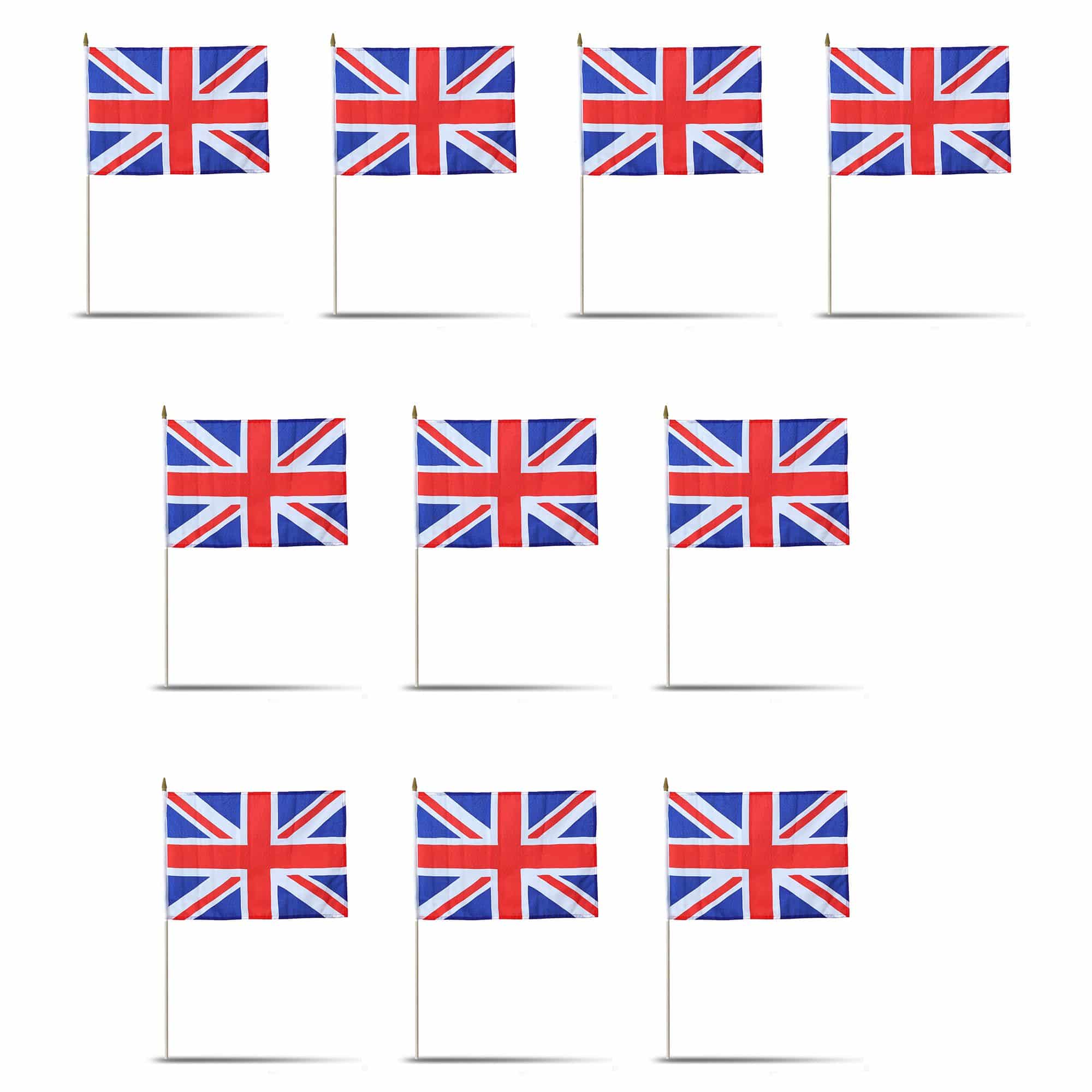 10er Set Fahne Flagge Winkfahne "Grossbritannien" GB UK Handfahne EM WM