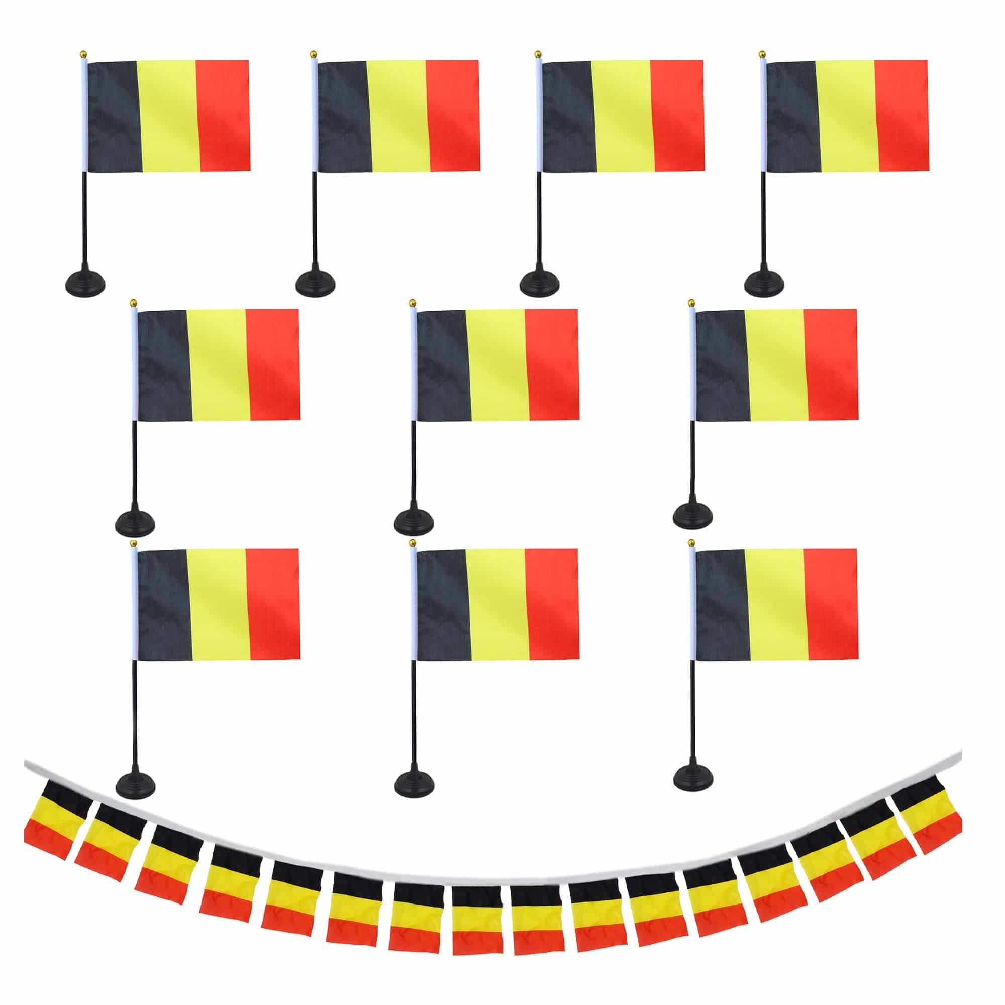 FANSET EM Fußball "Belgien" Belgium Girlande Handflaggen Tischhalter