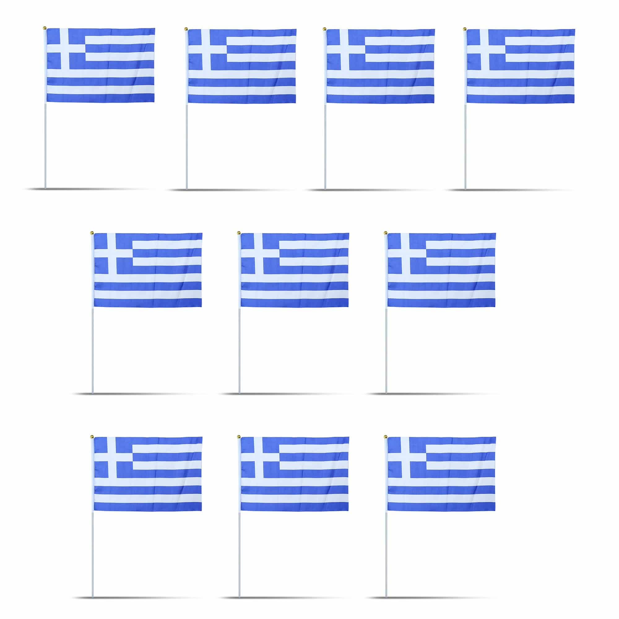 10er Set Fahne Flagge Winkfahne "Griechenland" Greece Handfahne EM WM