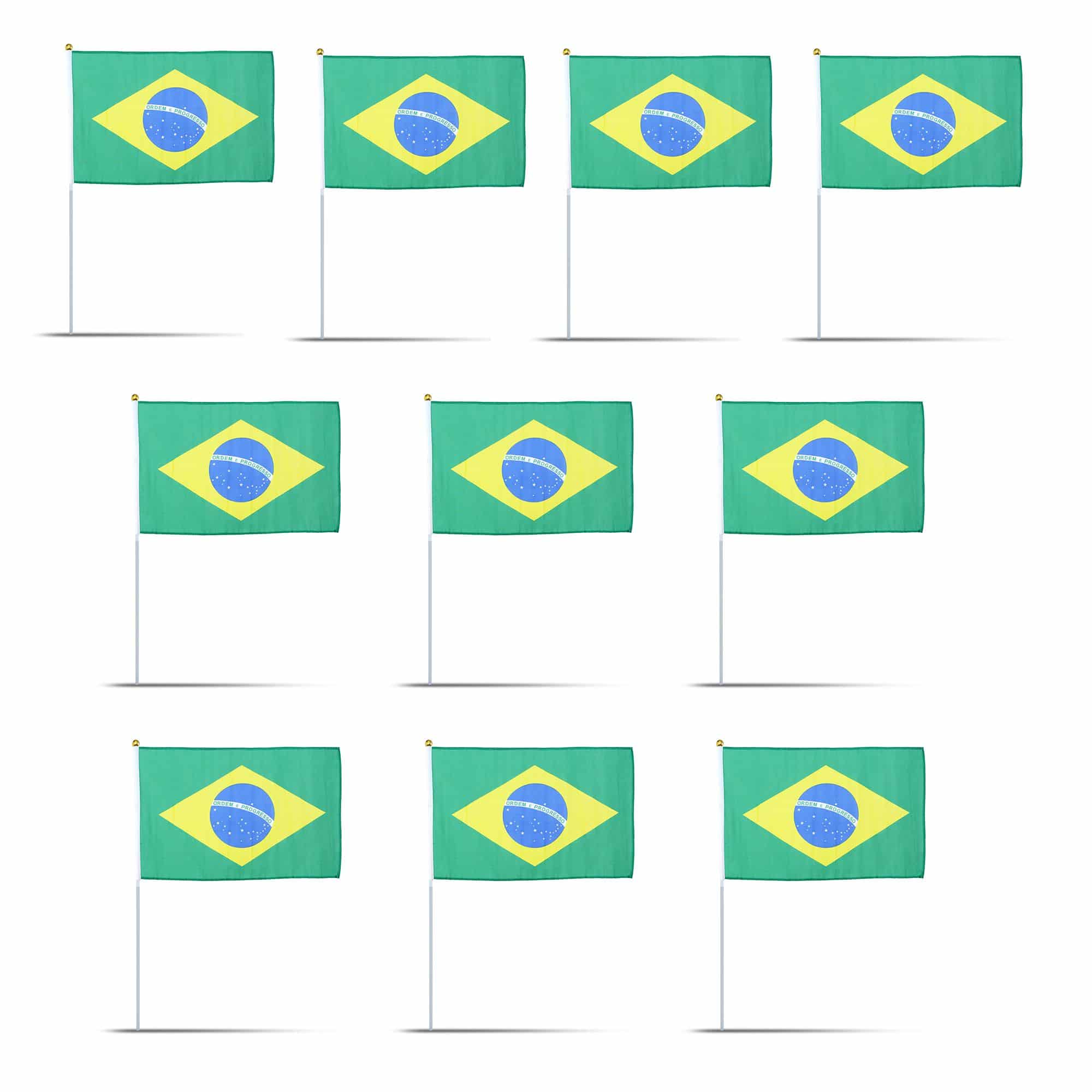 10er Set Fahne Flagge Winkfahne "Brasilien" Brazil Brasil Handfahne EM WM