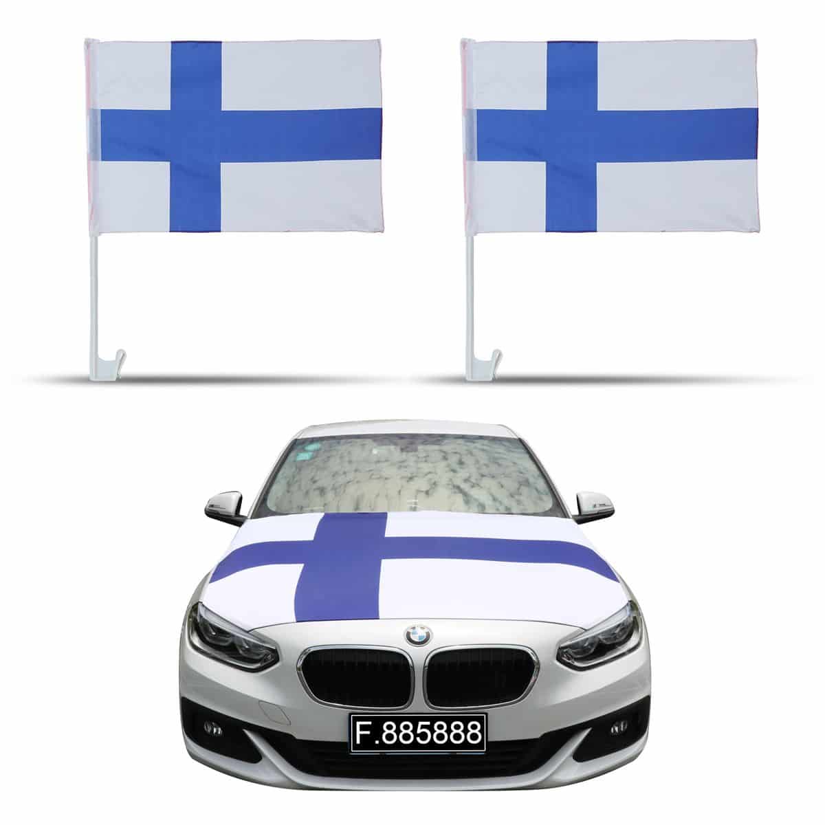 Auto Fan Set Finnland Fan-Set-10 – Motorhaubenfahne & Fensterfahnen (2 Varianten)