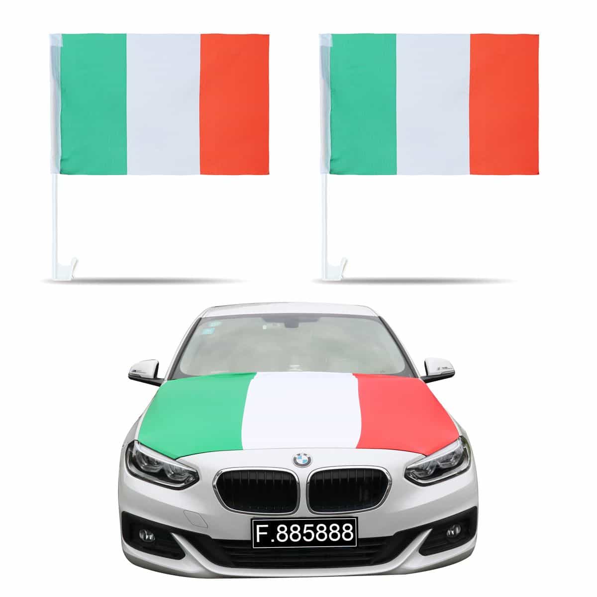 Auto Fan Set Italien Fan-Set-10 – Motorhaubenfahne & 2 Fensterfahnen (3 Varianten)