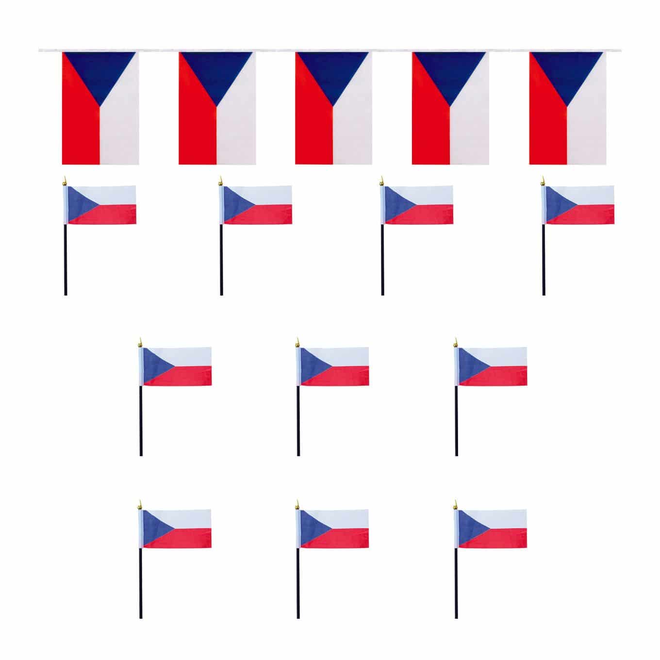 FANSET EM Fußball "Tschechien" Czech Republic Girlande 10x Handflaggen