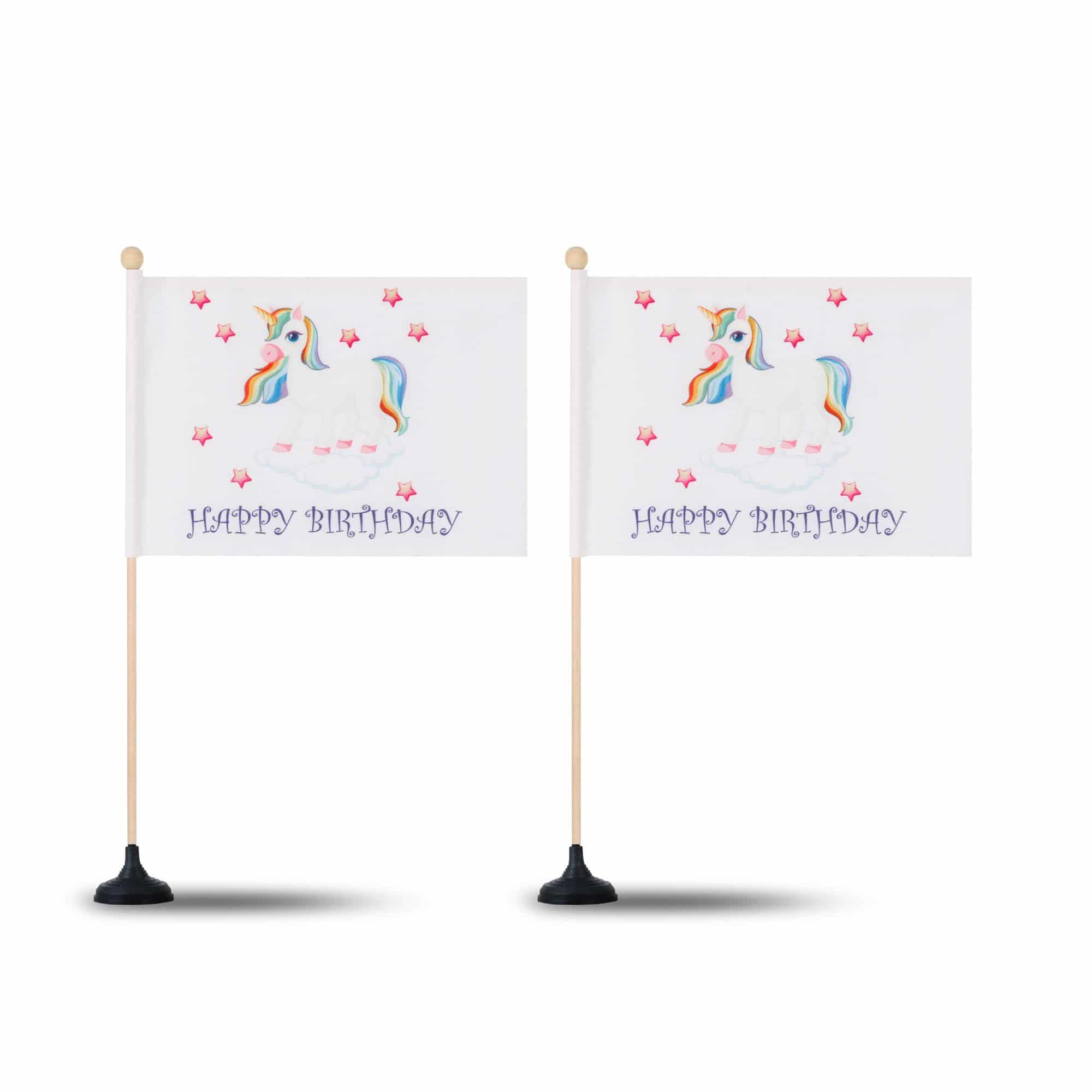 2 er Set Tischfähnchen "Einhorn" Happy Birthday Unicorn