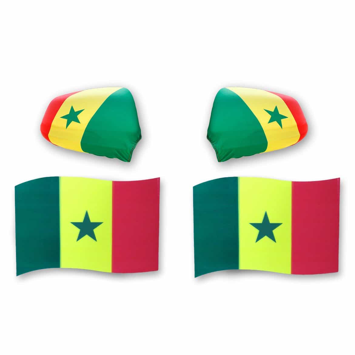 Fan-Paket EM "Senegal" Auto Außenspiegelflagge Magnete Fahren Fußball