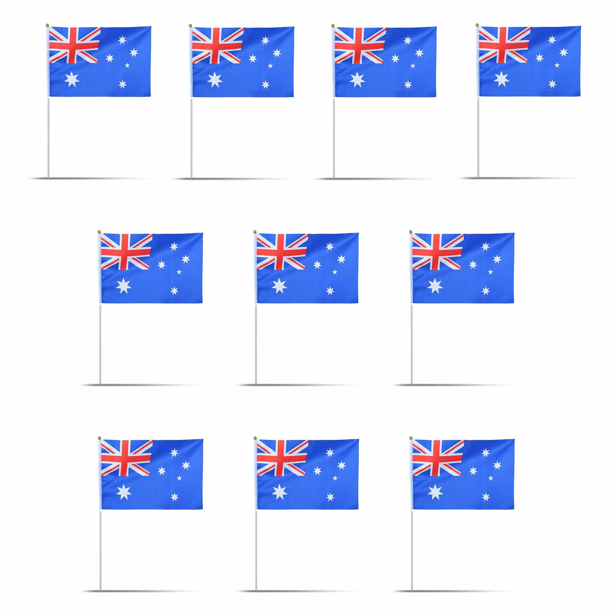 10er Set Fahne Flagge Winkfahne "Australien" Australia Handfahne EM WM
